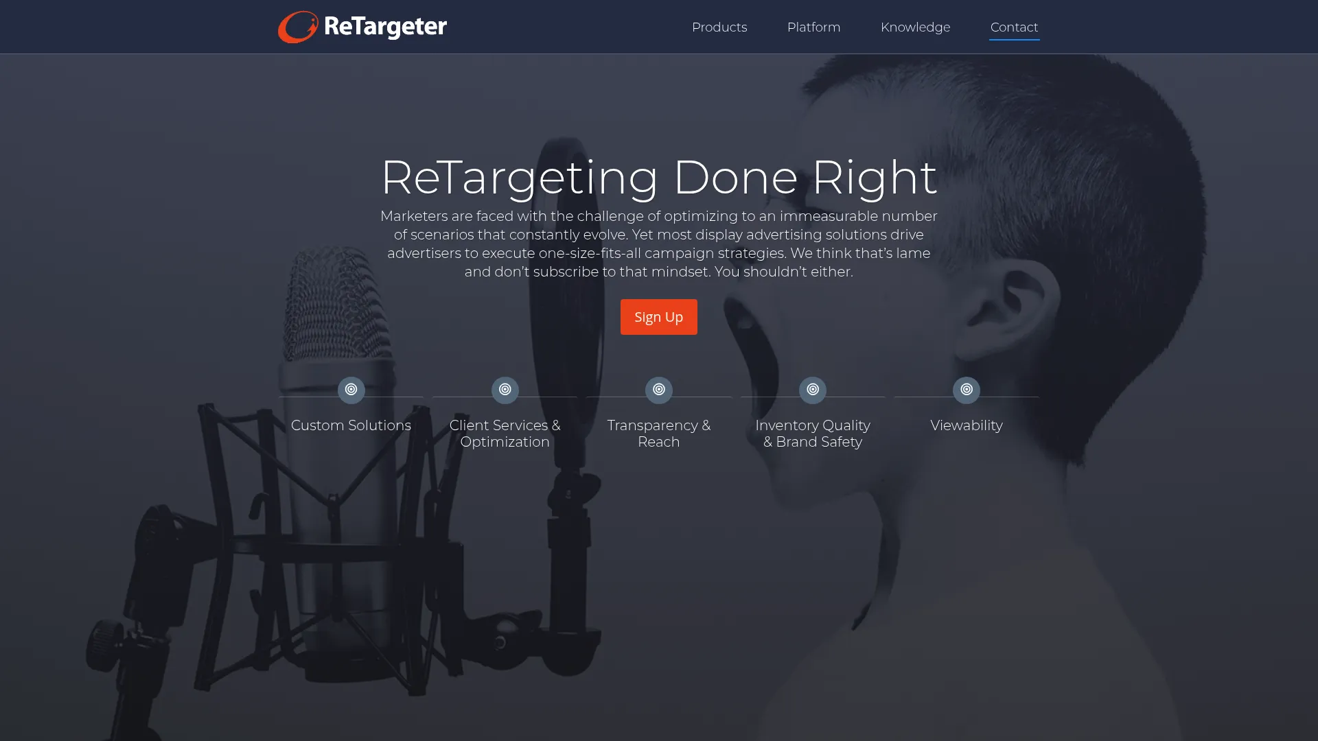 ReTargeter display retargeting platform interface