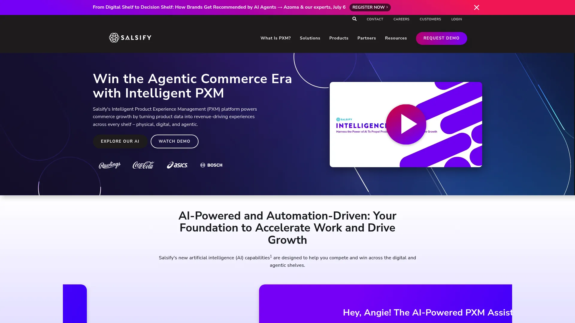 Salsify product experience management platform homepage