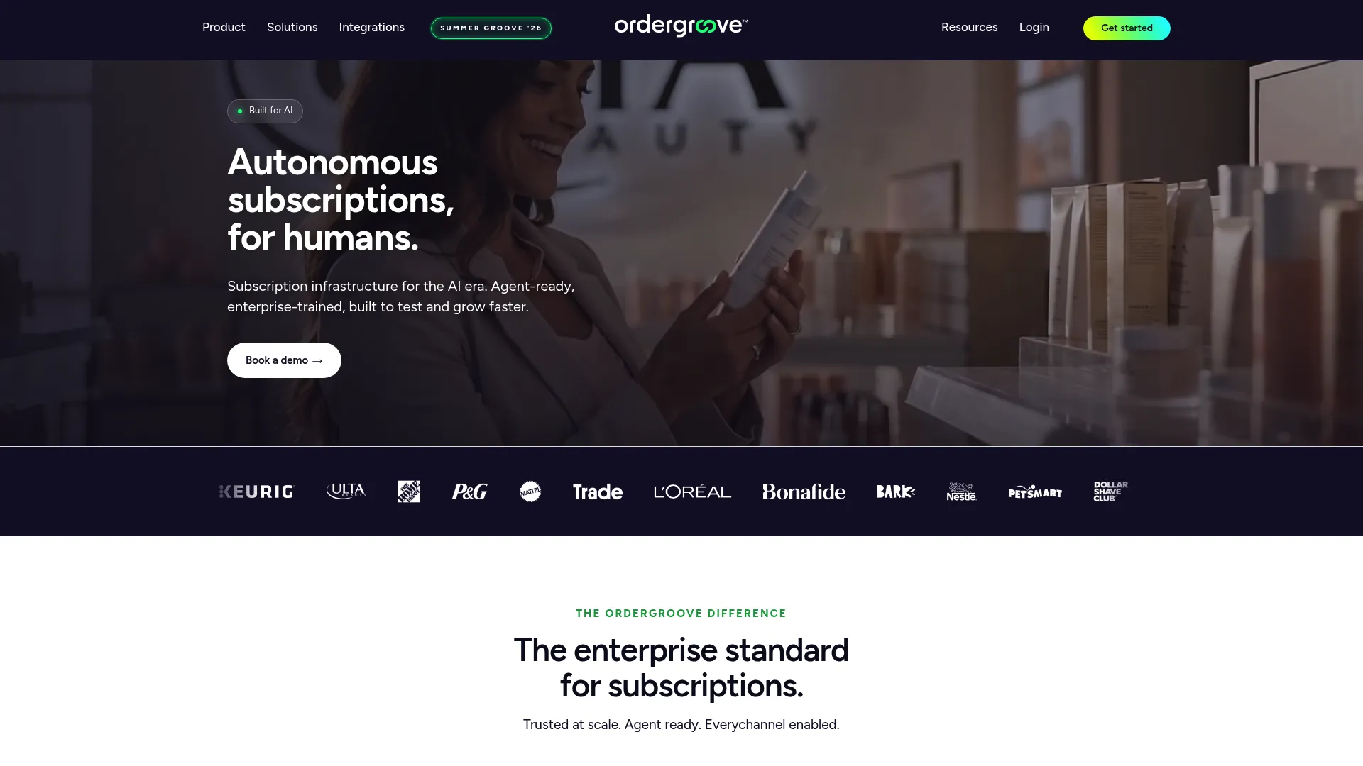 Ordergroove enterprise subscription commerce homepage