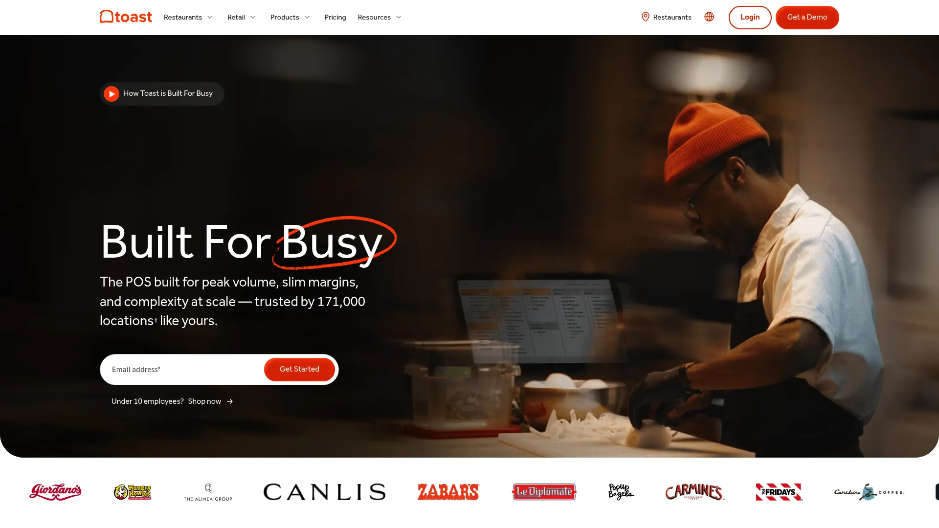 Toast restaurant POS software interface