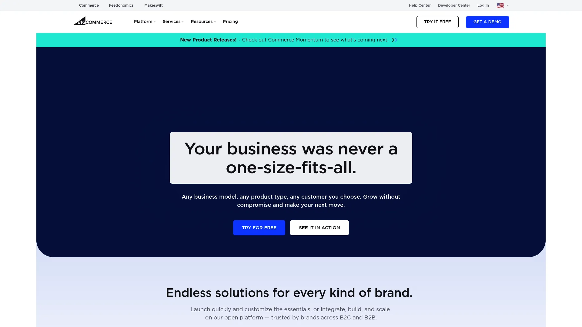 BigCommerce B2B ecommerce platform homepage