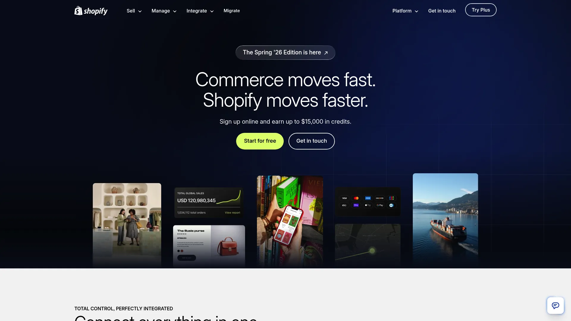 Shopify Plus platform homepage