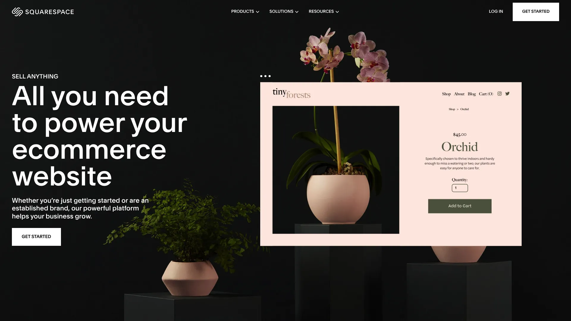 Squarespace Commerce platform homepage