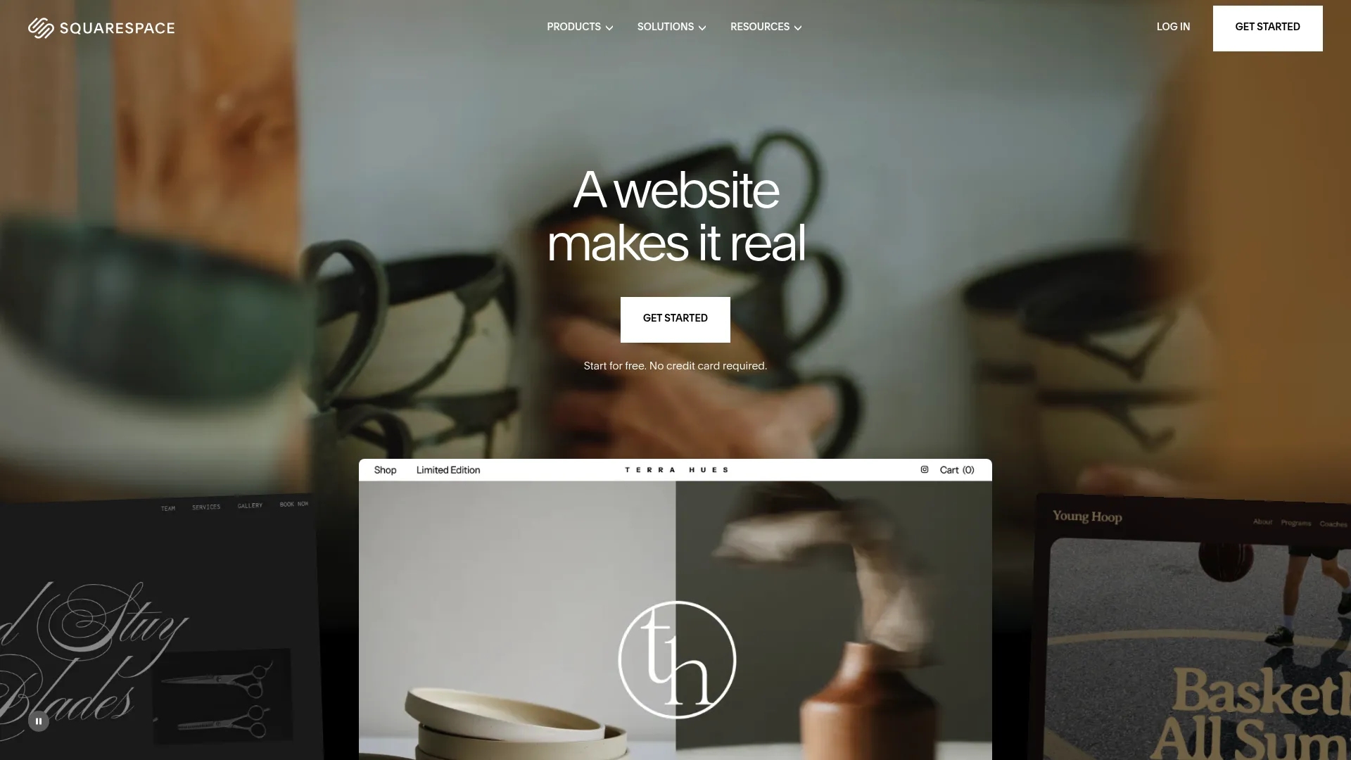 Squarespace website and commerce platform homepage