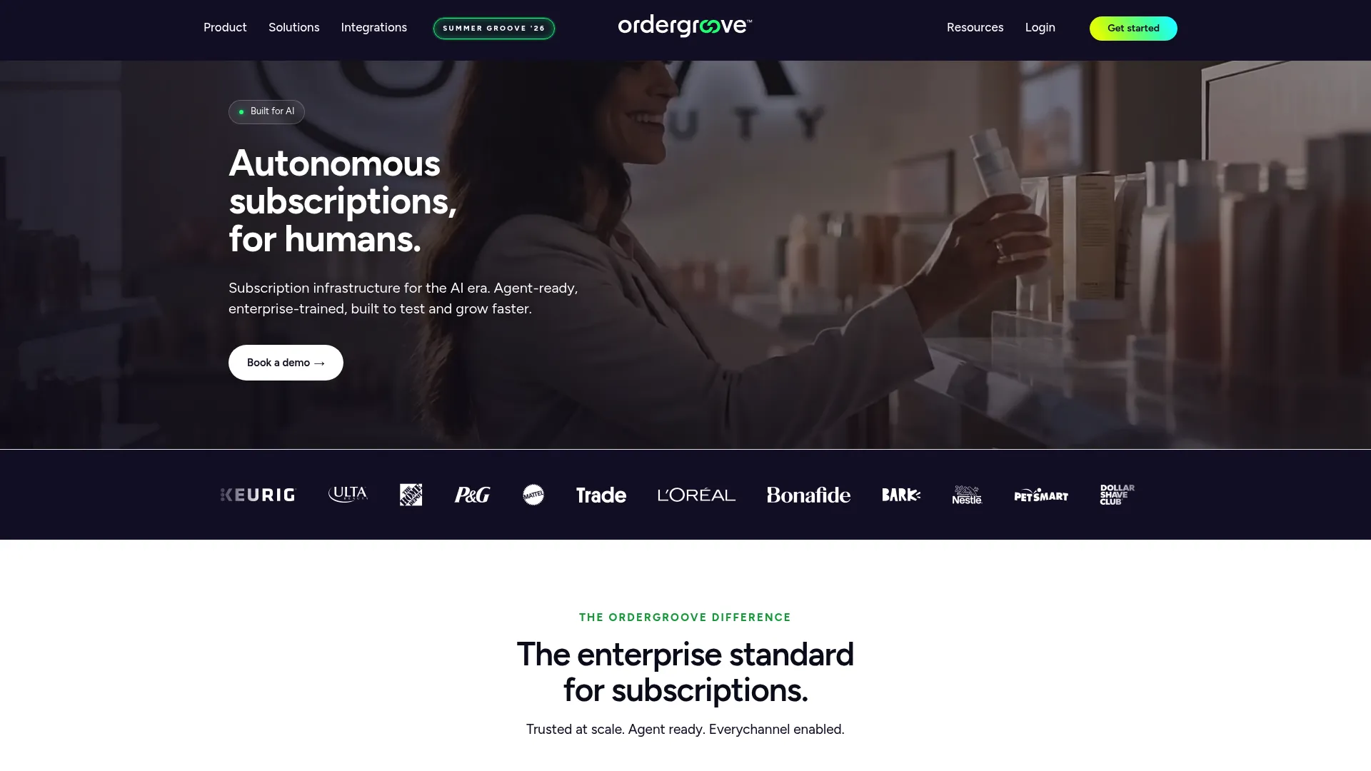 Ordergroove subscription and relationship commerce platform homepage