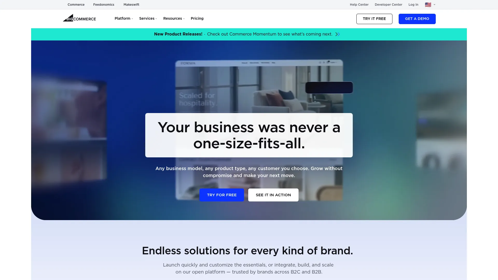 BigCommerce ecommerce platform homepage