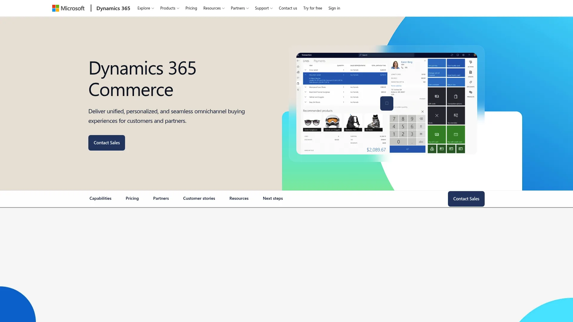 Dynamics 365 Commerce homepage