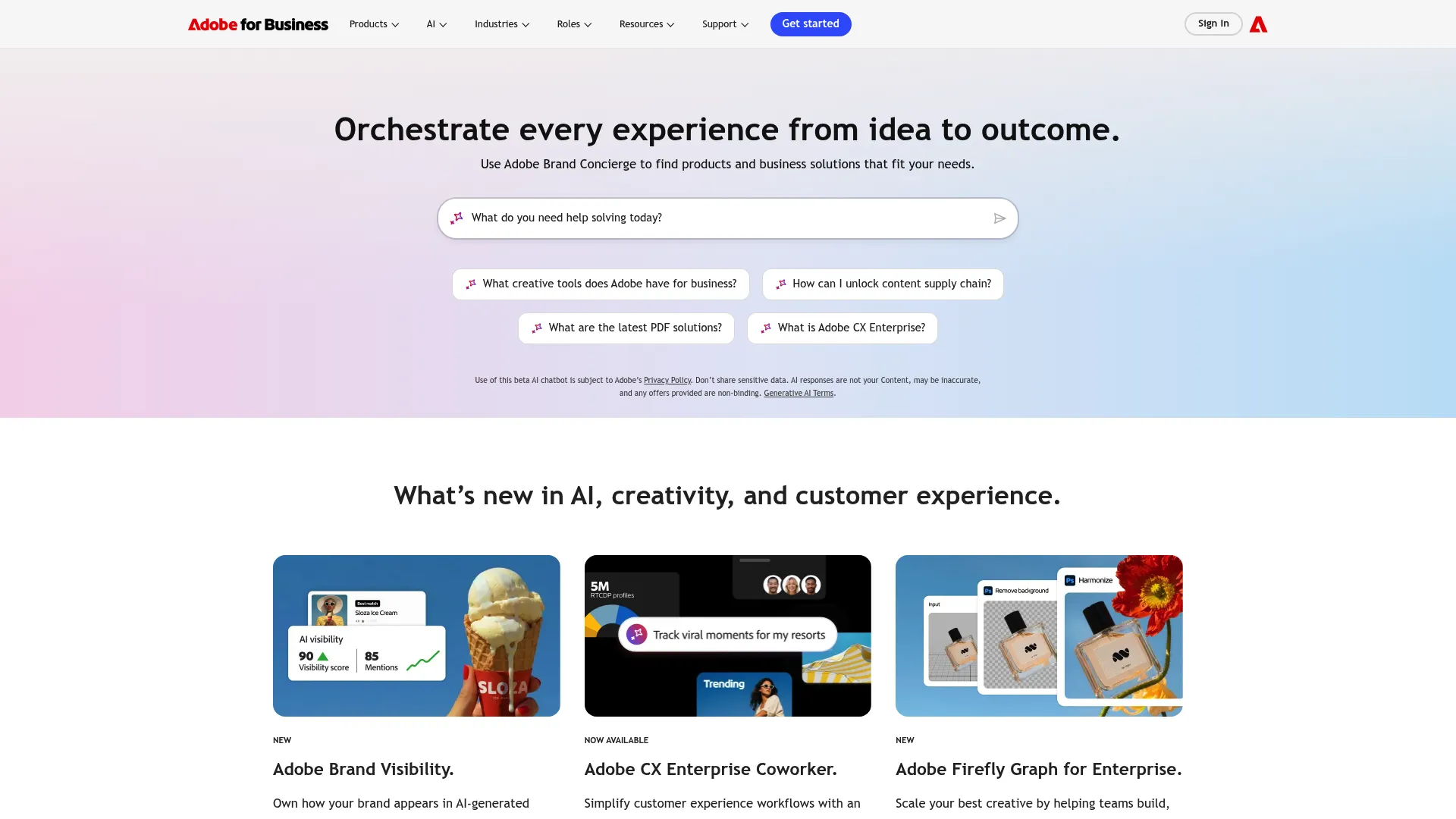 Adobe Commerce homepage
