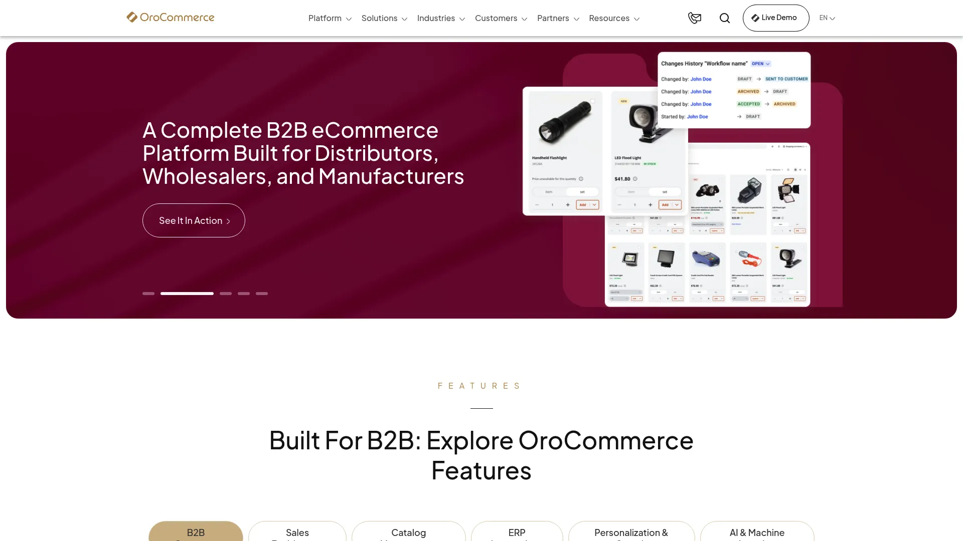 OroCommerce homepage
