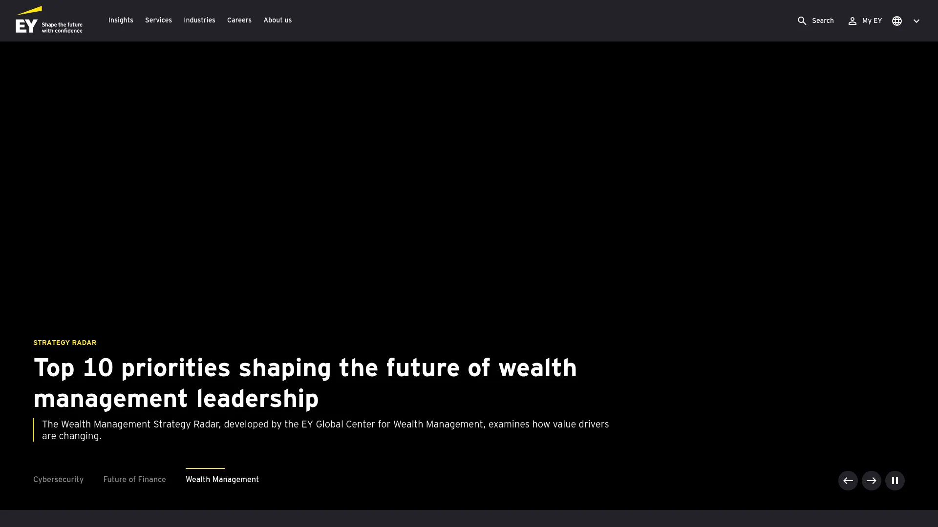 EY professional services and customer intelligence homepage