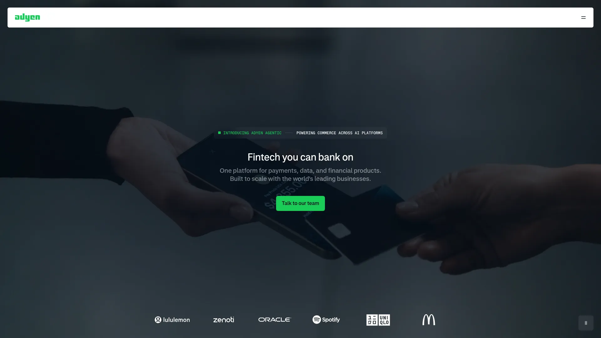 Adyen payments homepage