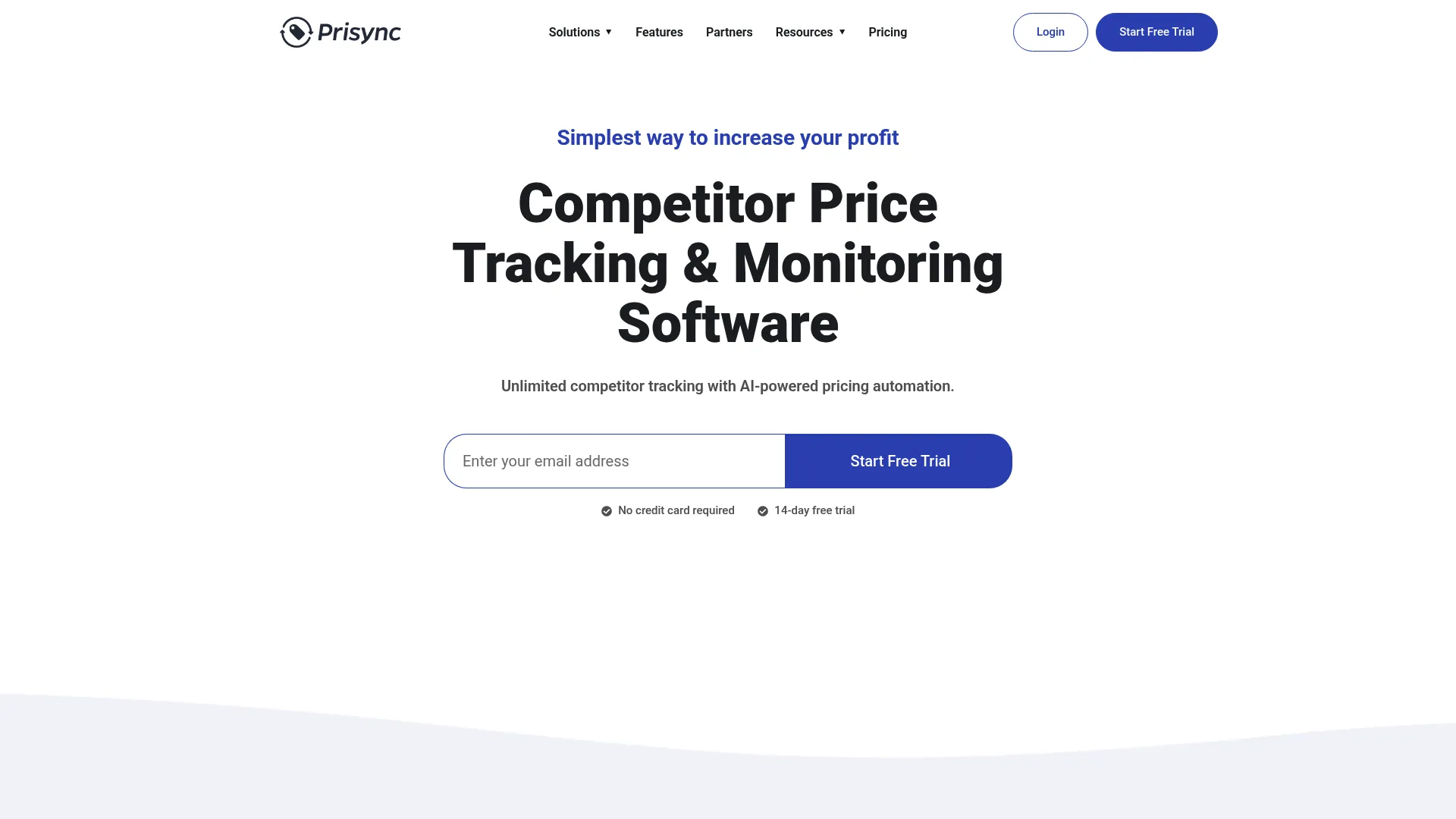 Prisync competitor price tracking and dynamic pricing software homepage
