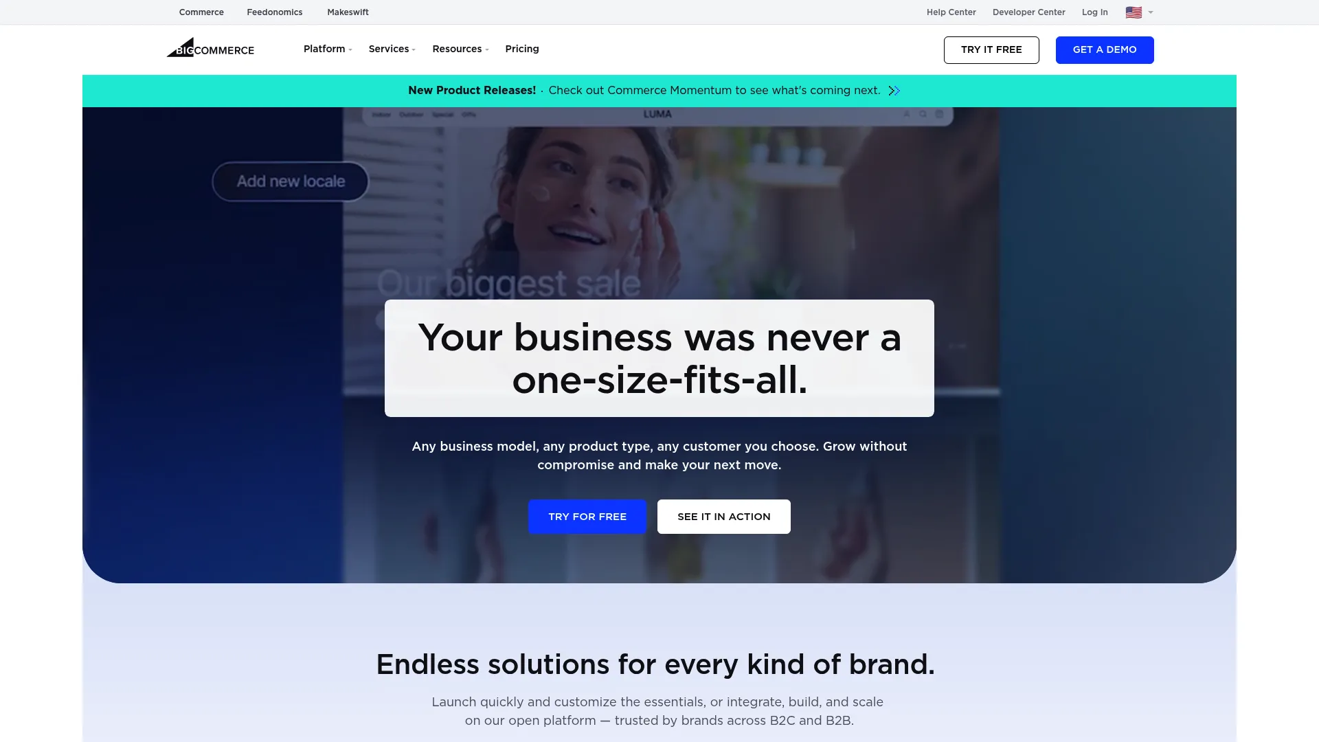 BigCommerce ecommerce platform homepage