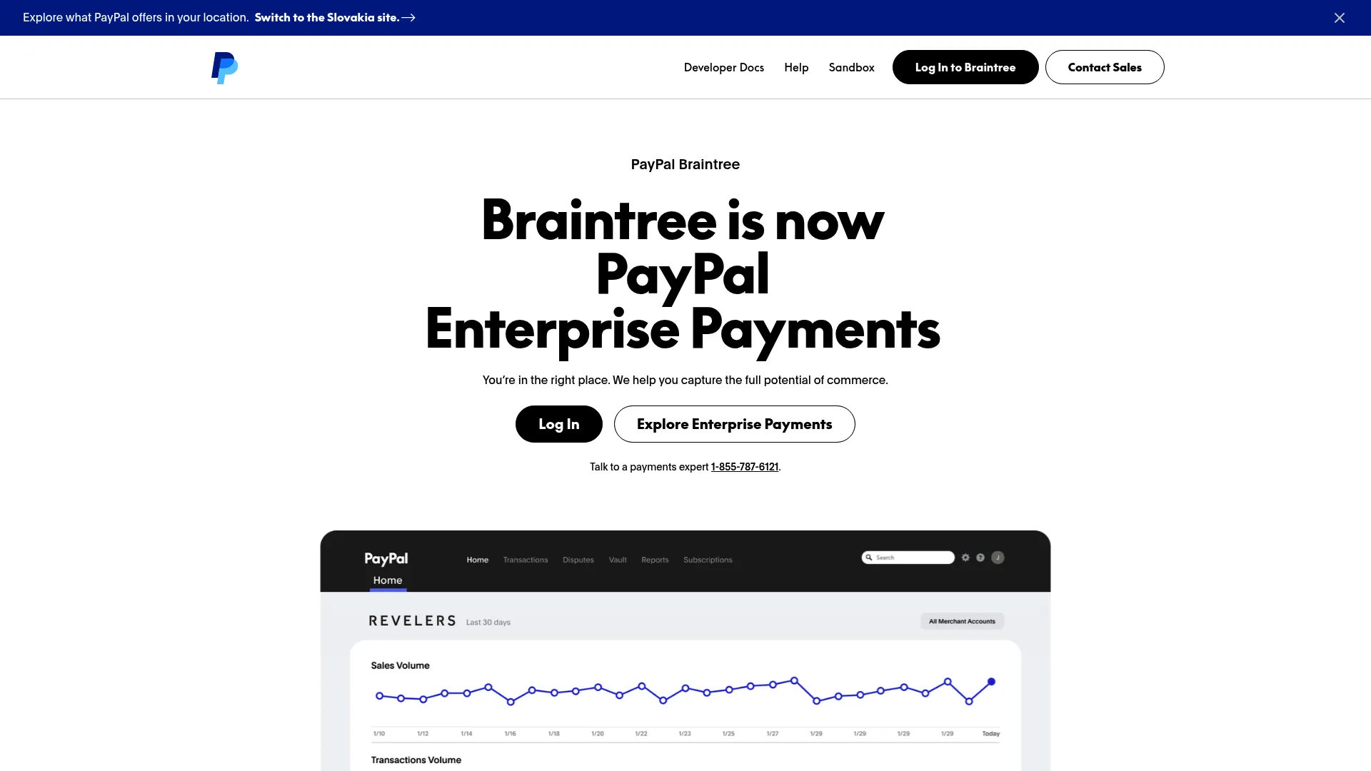 Braintree developer payment platform homepage