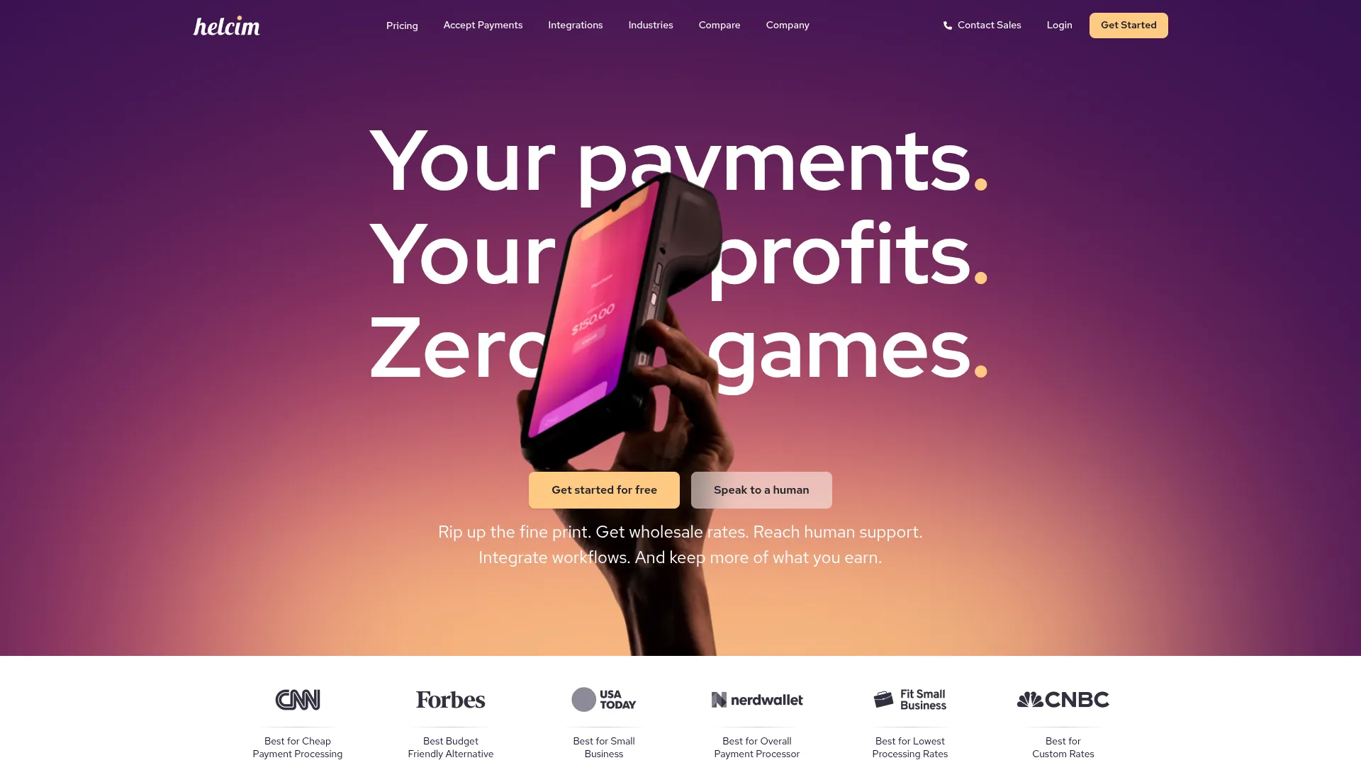 Helcim payment processing homepage