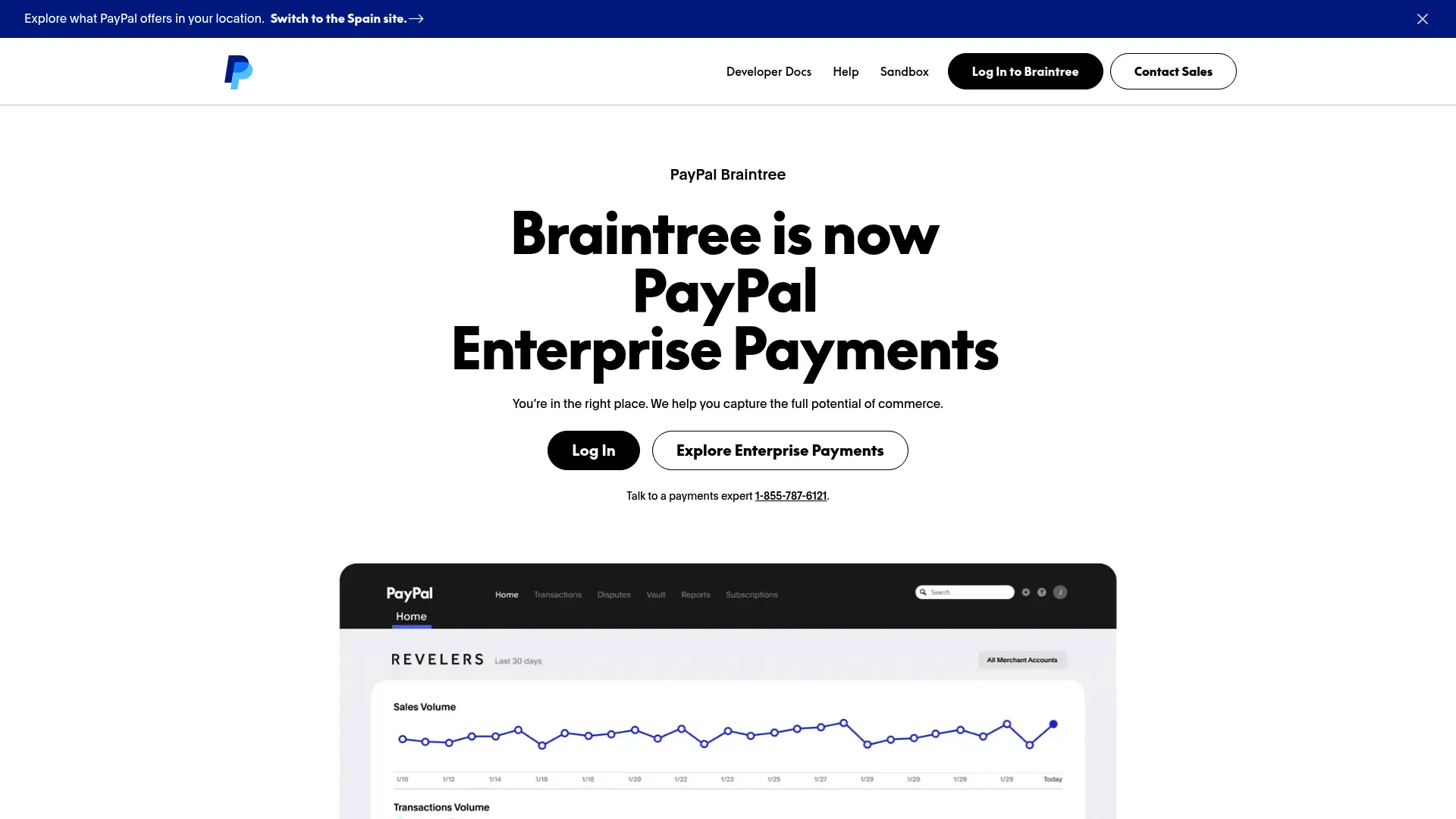Braintree payment processing software homepage