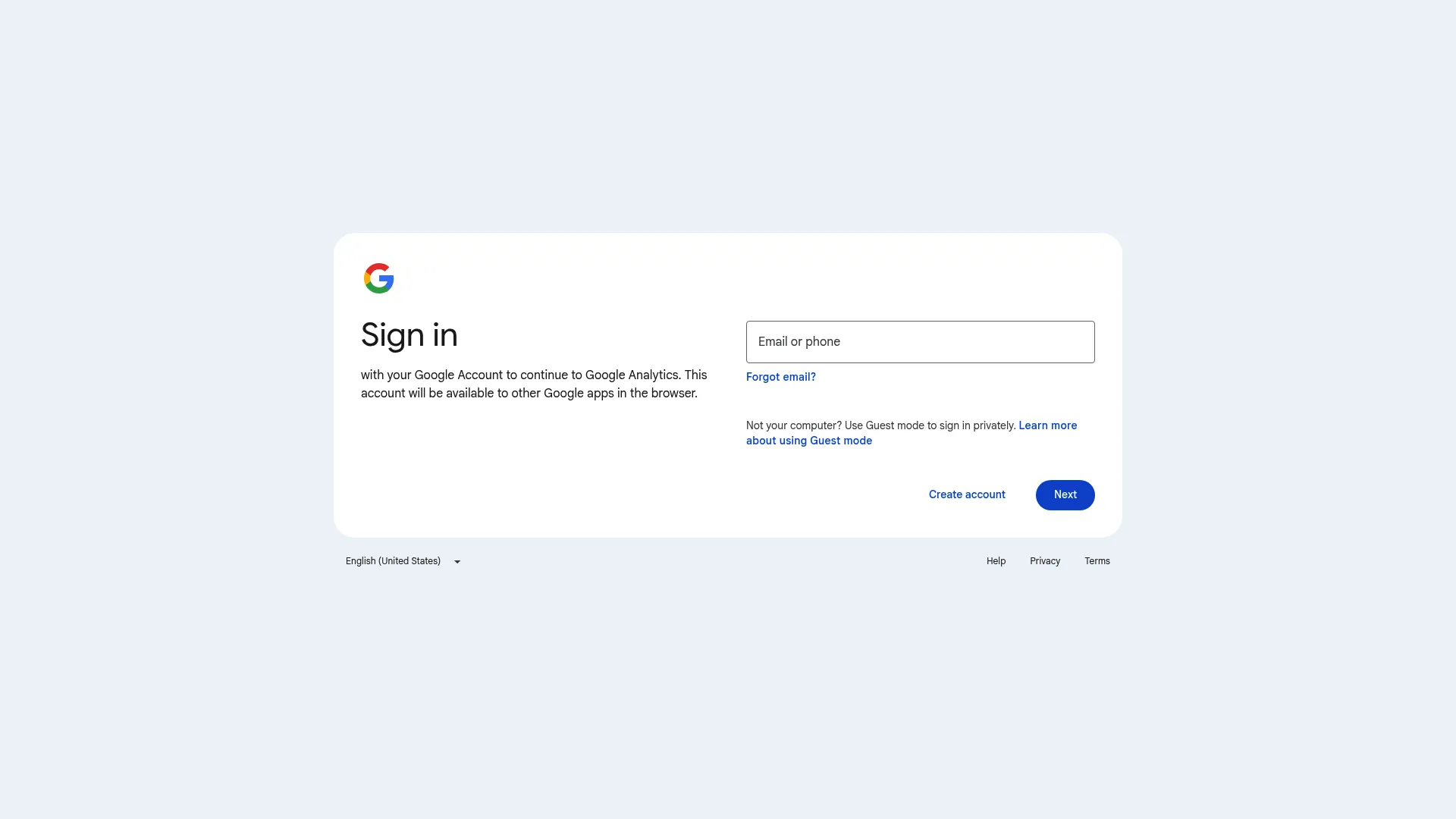 Google Analytics dashboard