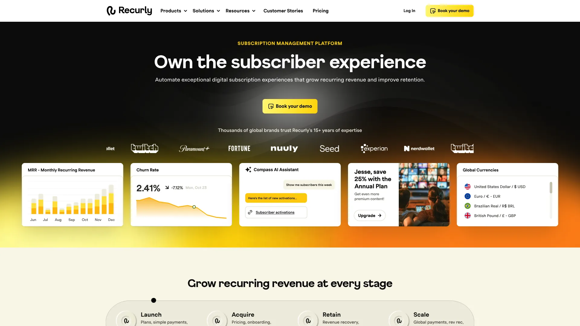Recurly subscription management and recurring billing platform