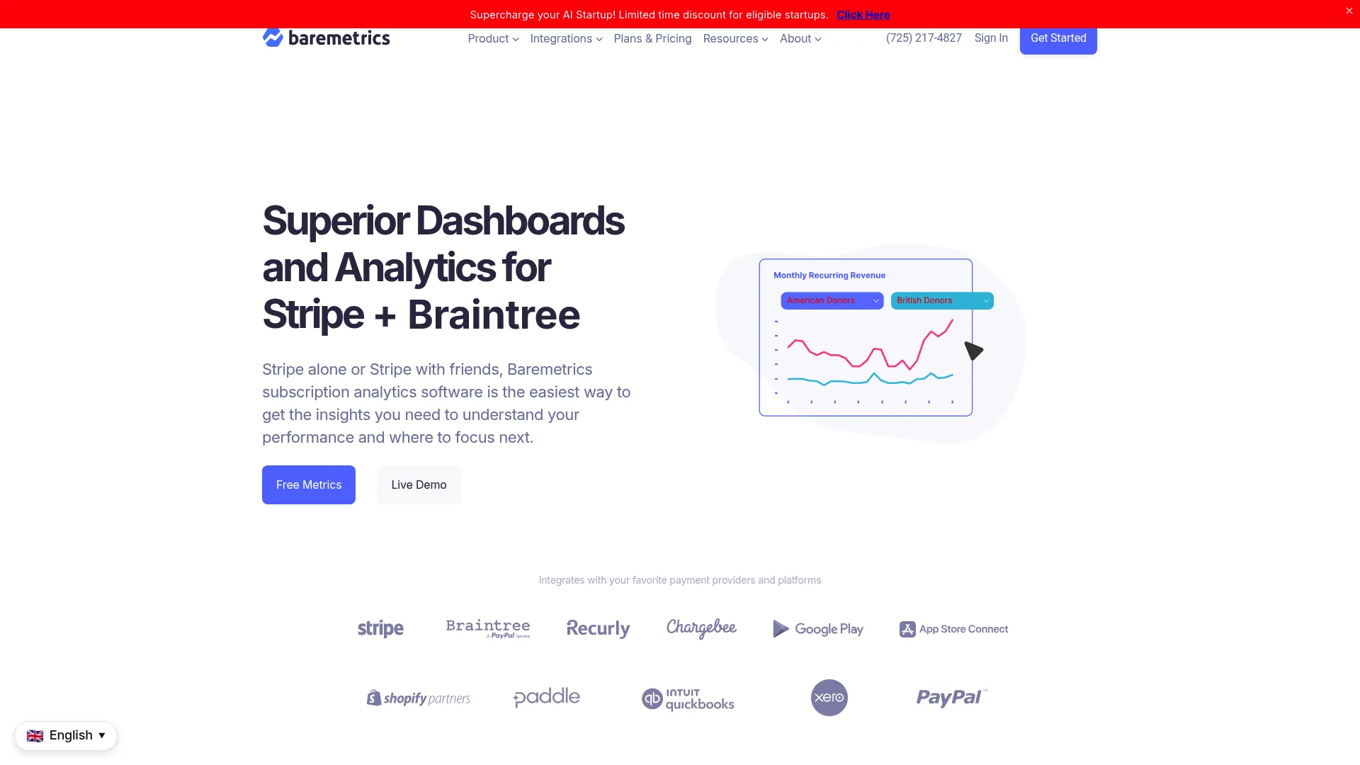 Baremetrics subscription analytics and metrics dashboard