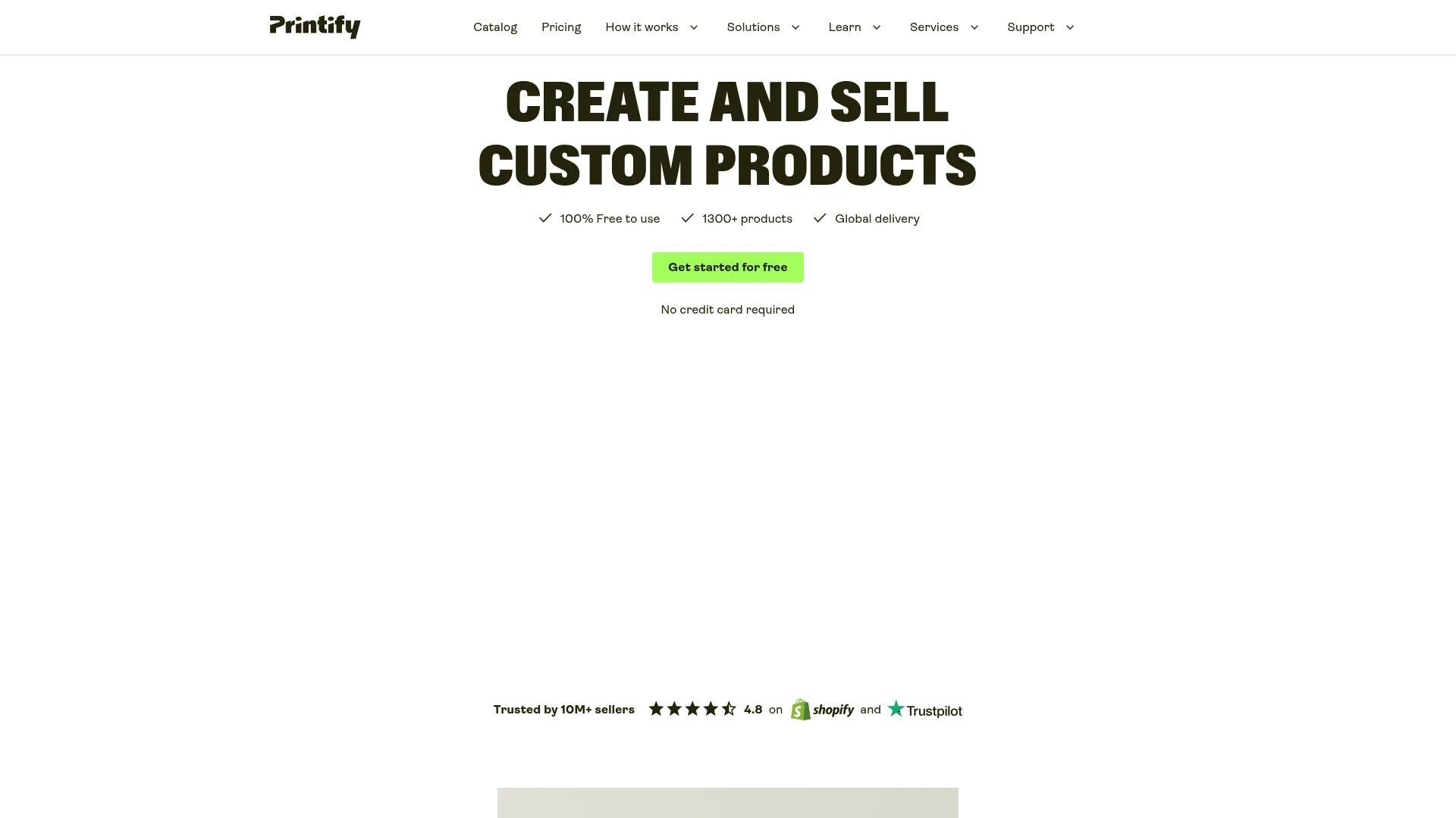 Printify print on demand platform homepage