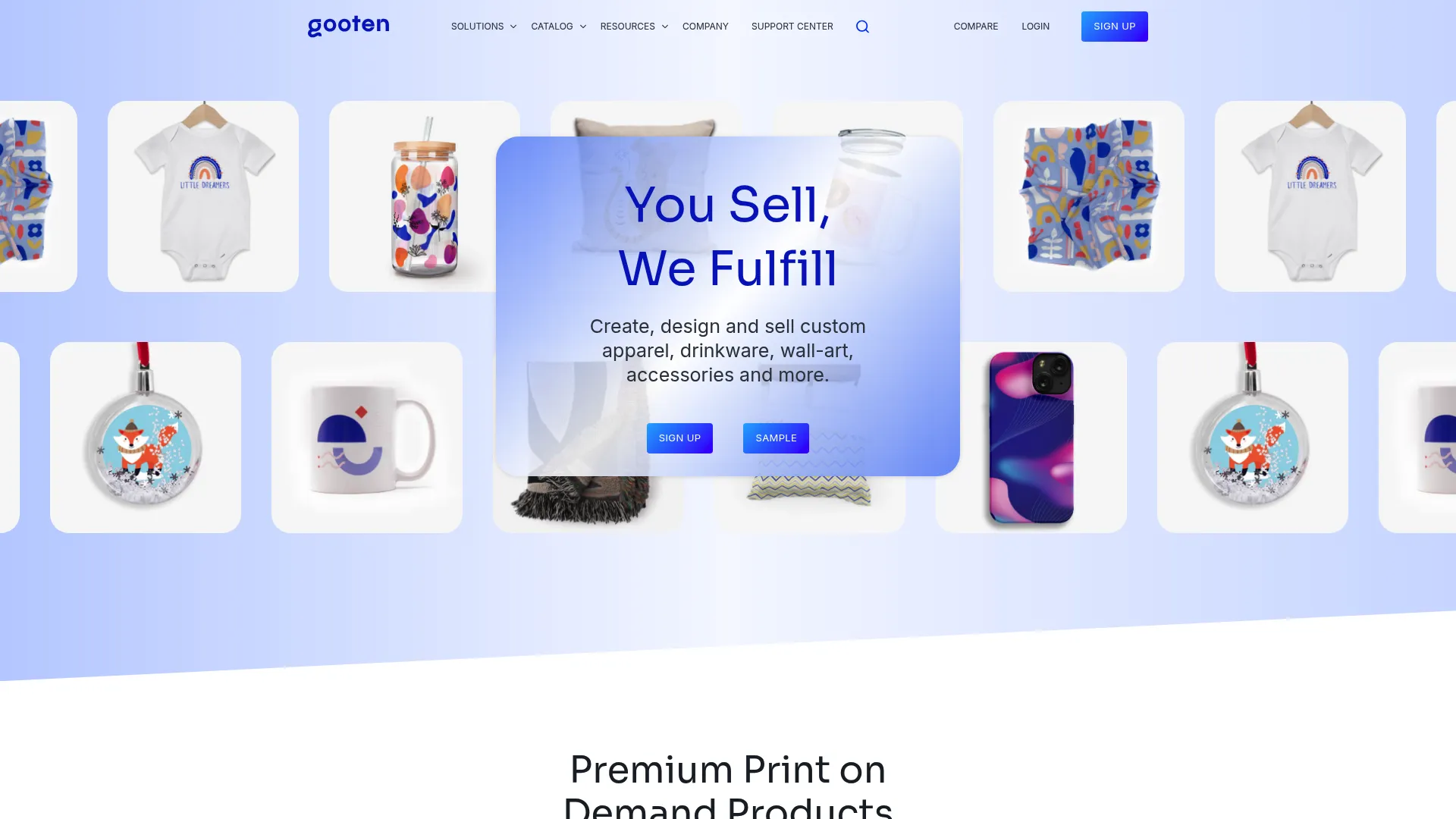 Gooten print on demand fulfillment homepage