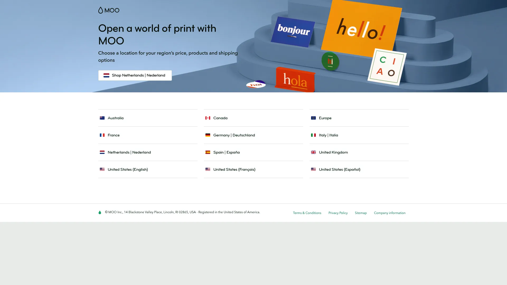 MOO premium print and business cards homepage