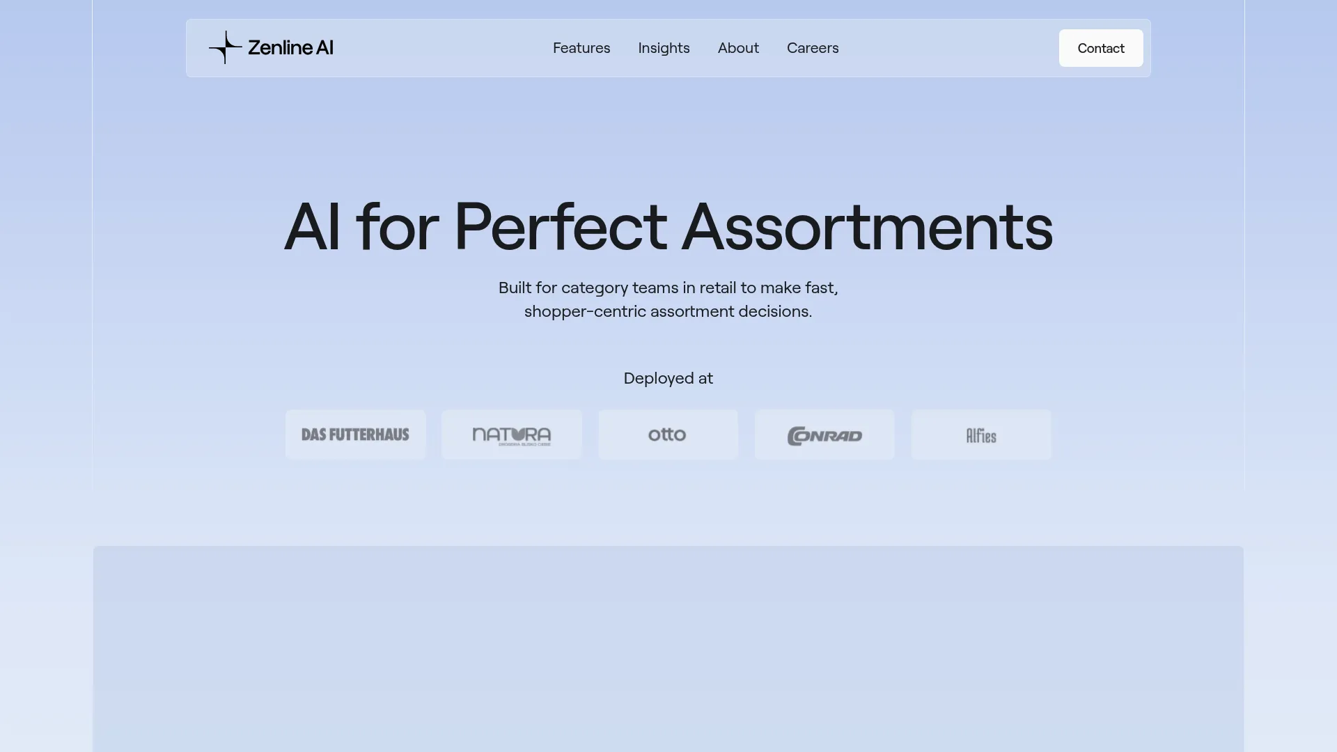Zenline AI assortment intelligence platform homepage