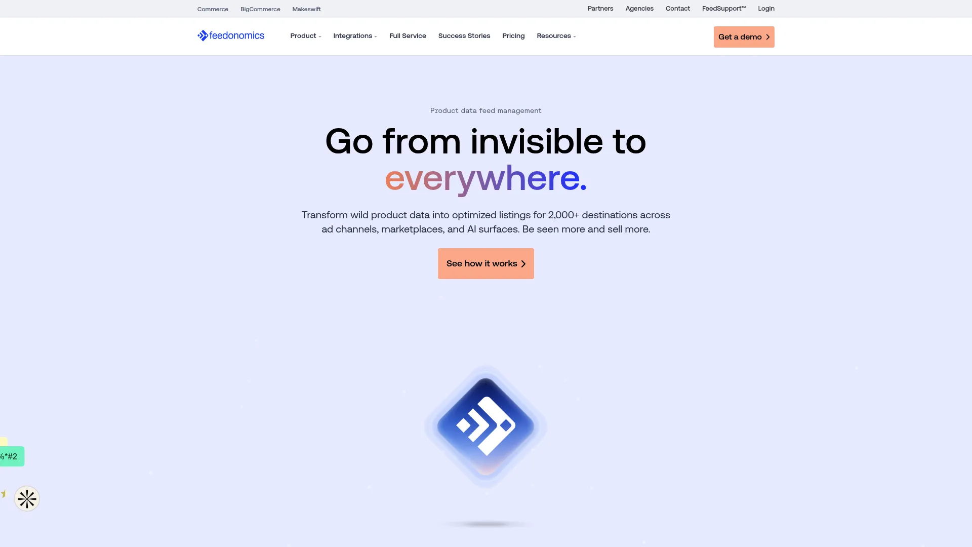 Feedonomics platform showing feed management and product data optimization
