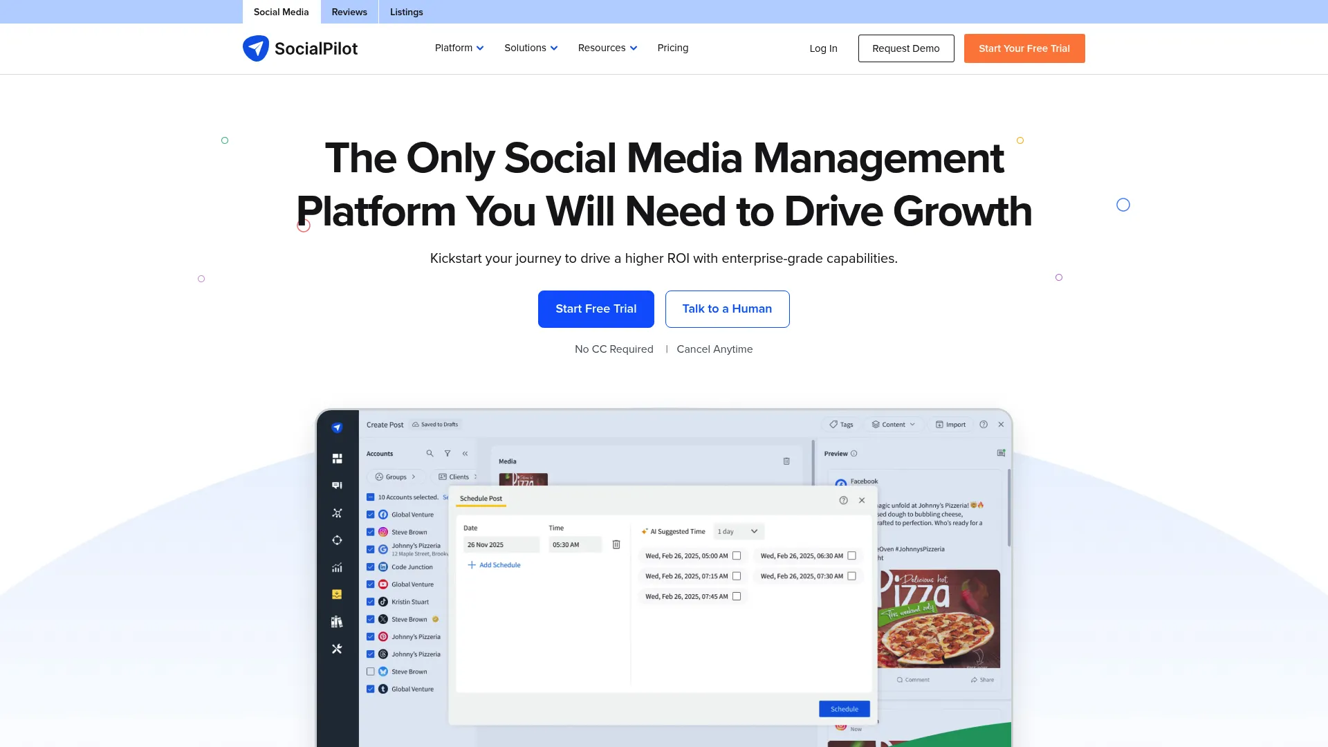 SocialPilot agency scheduling and client management