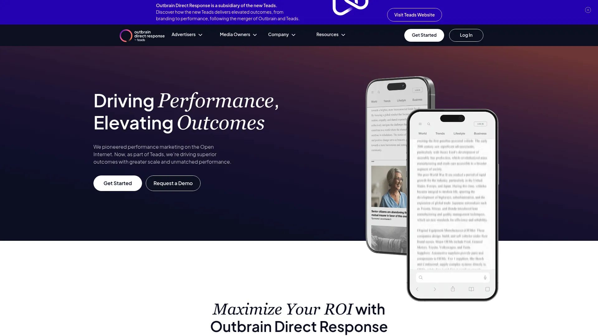 Outbrain native advertising platform homepage