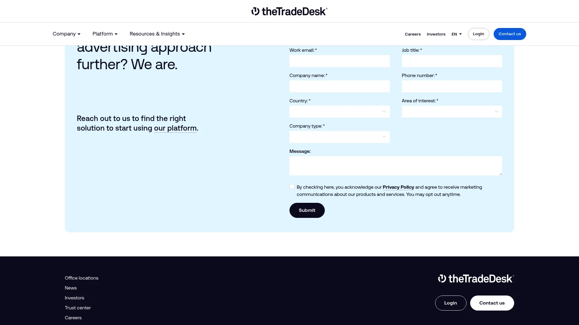 The Trade Desk homepage