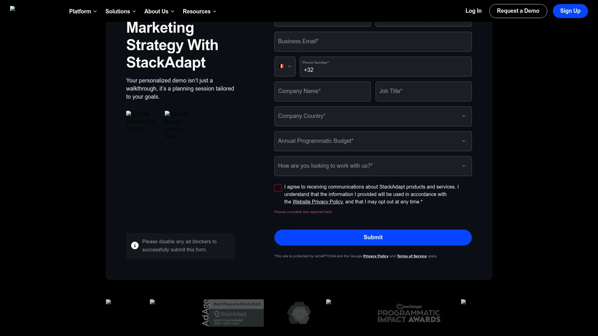 StackAdapt homepage