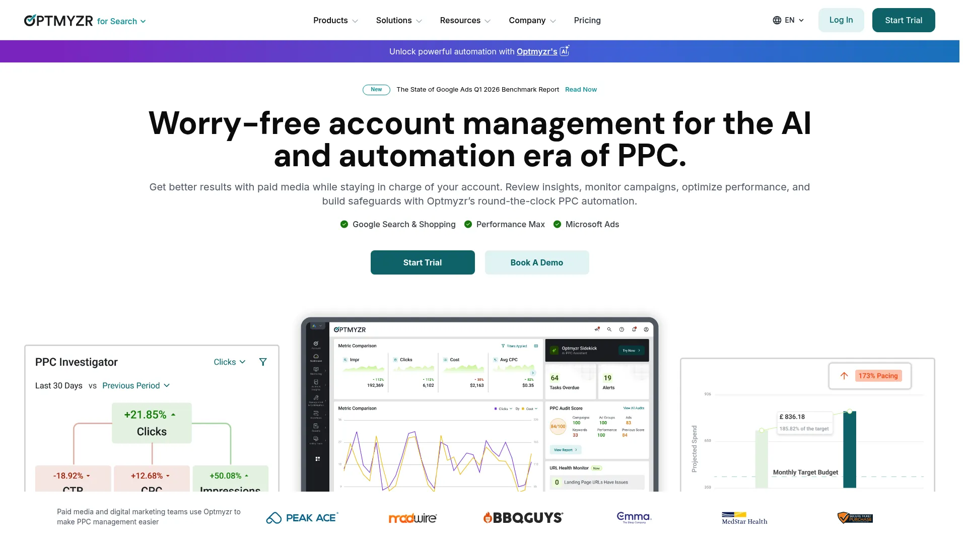 Optmyzr PPC management platform interface