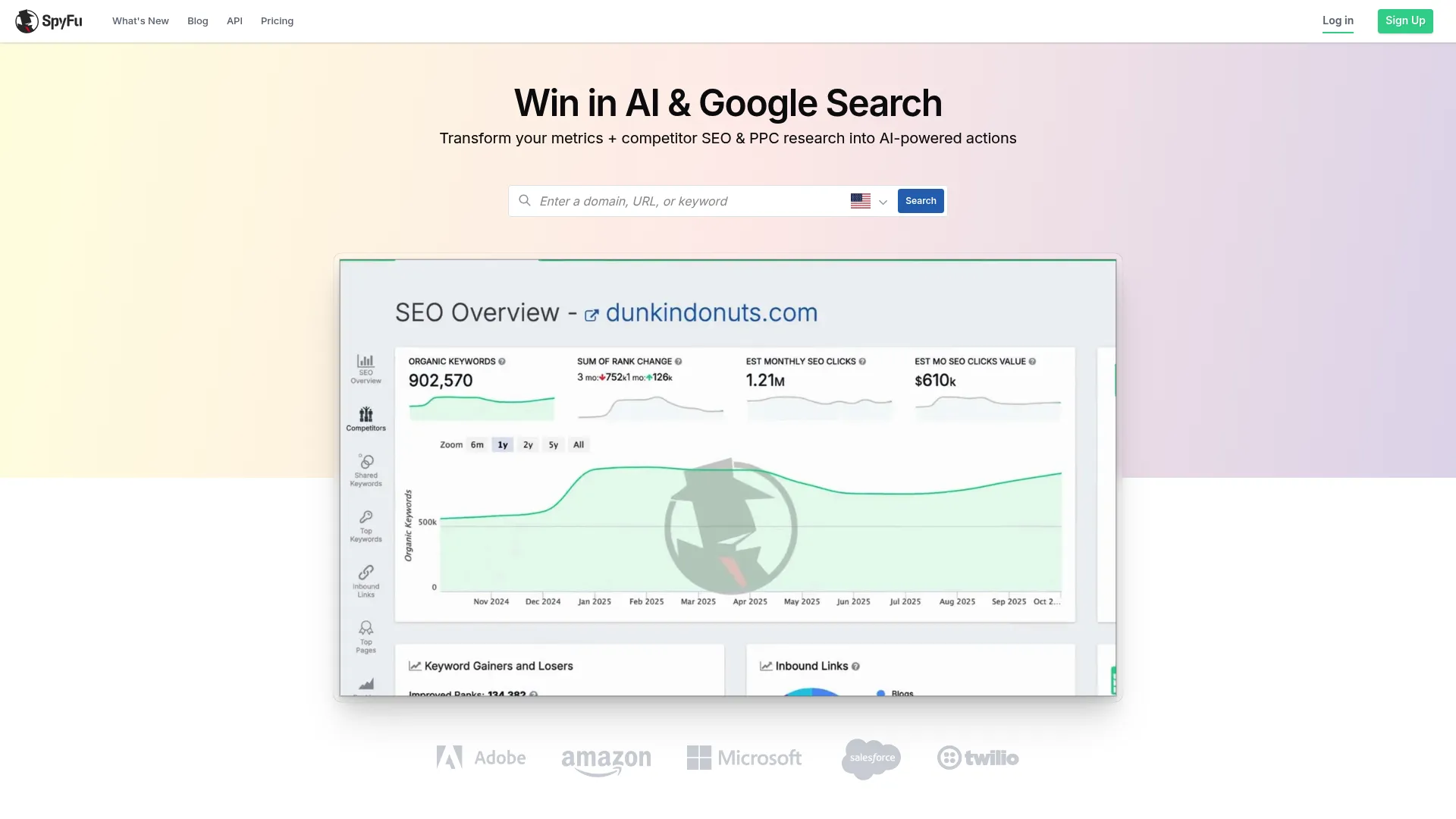 SpyFu competitor keyword research tool interface