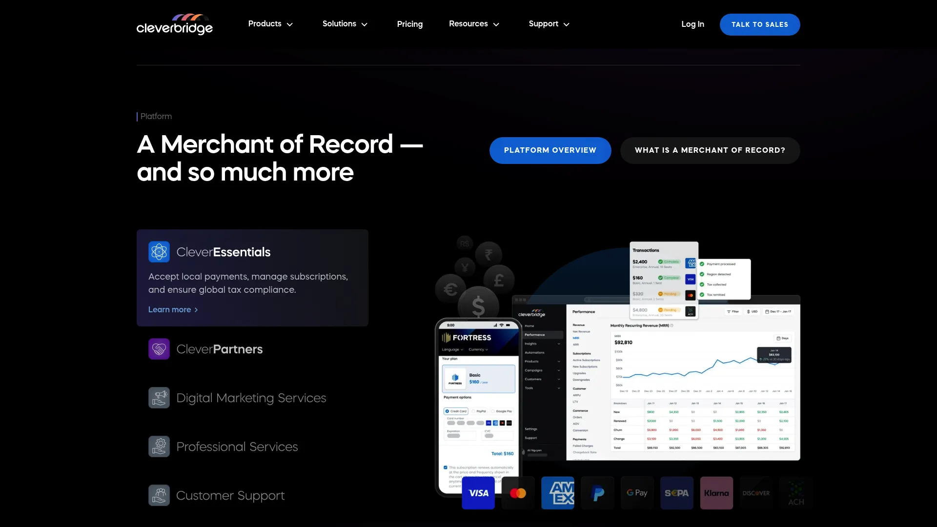 Cleverbridge merchant of record and ecommerce platform homepage