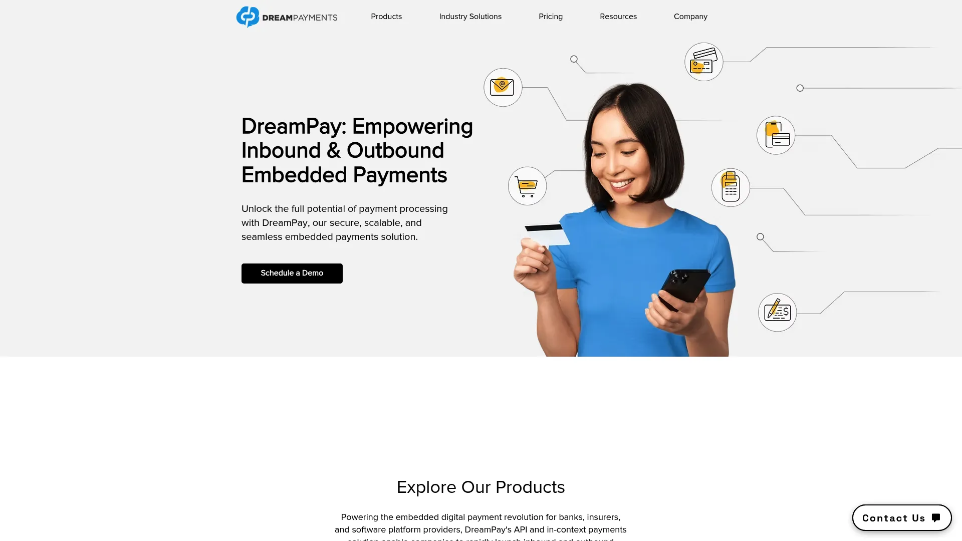 Dream Payments embedded payments platform homepage