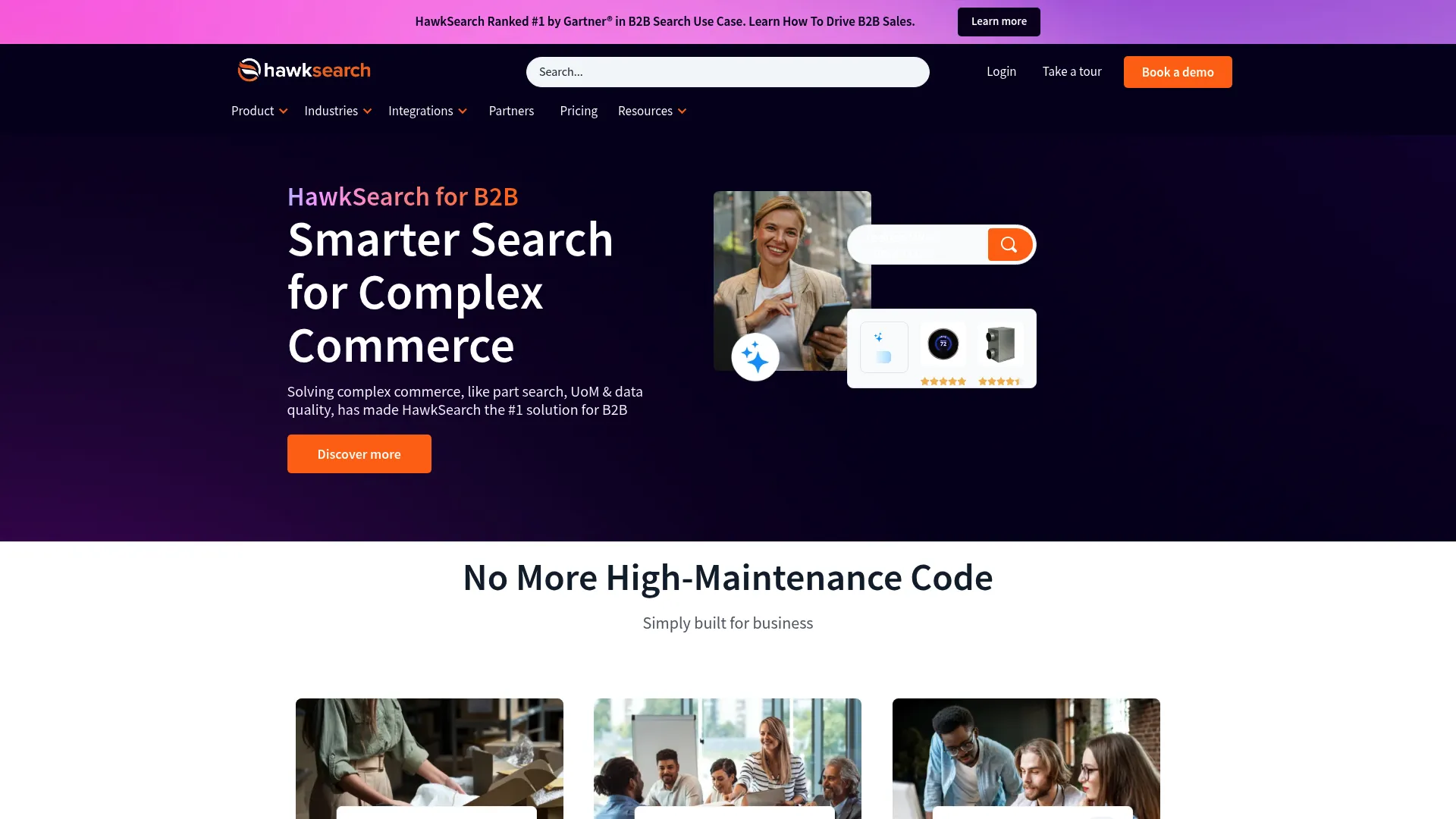 Hawksearch AI search and merchandising platform homepage