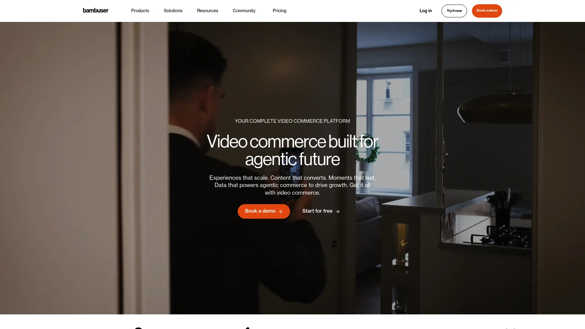 Bambuser live and shoppable video commerce platform homepage