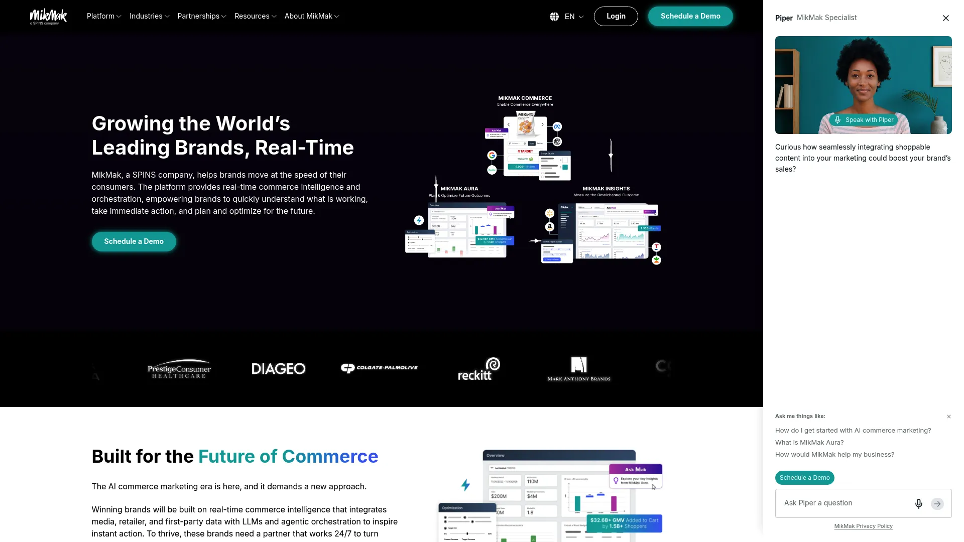 MikMak commerce intelligence and shoppable media platform homepage