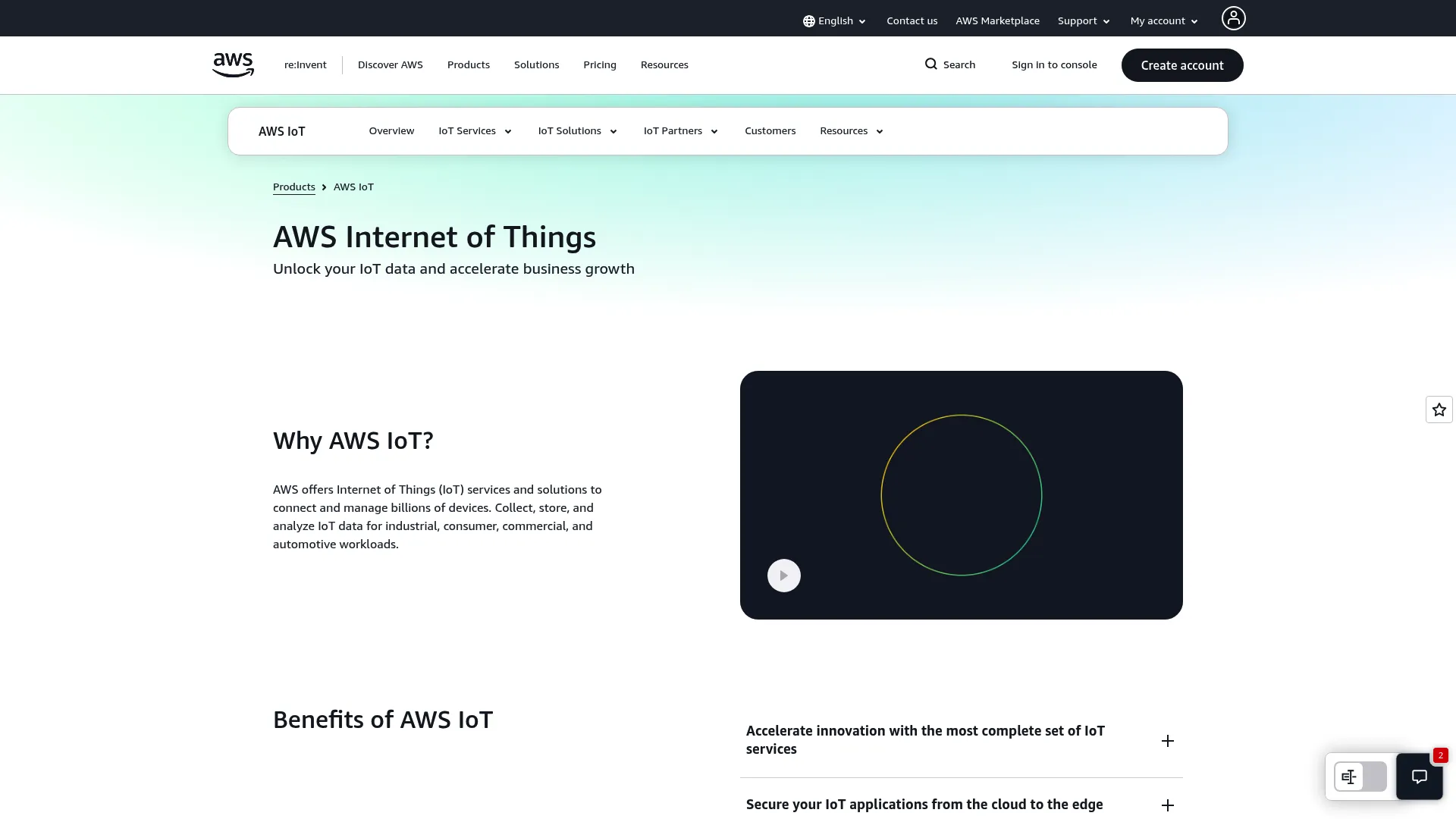 AWS IoT cloud and edge services platform for connected devices