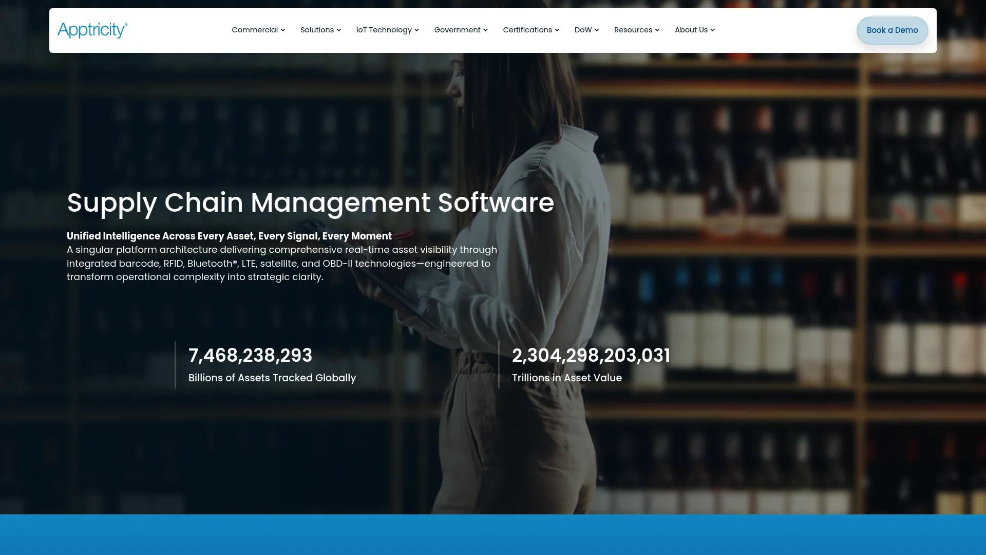 Apptricity asset and supply chain visibility platform homepage
