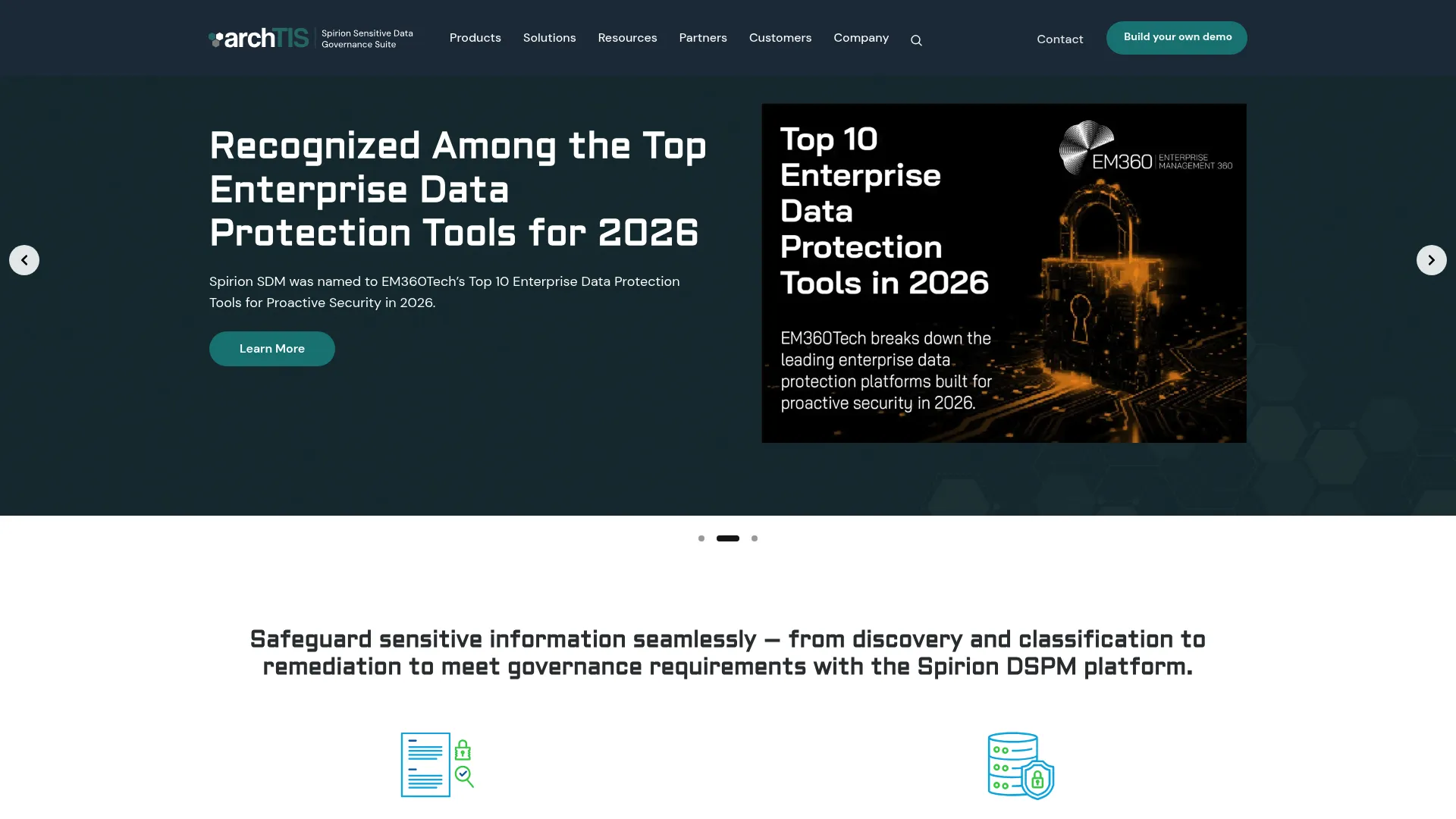 Spirion sensitive data discovery and governance platform homepage