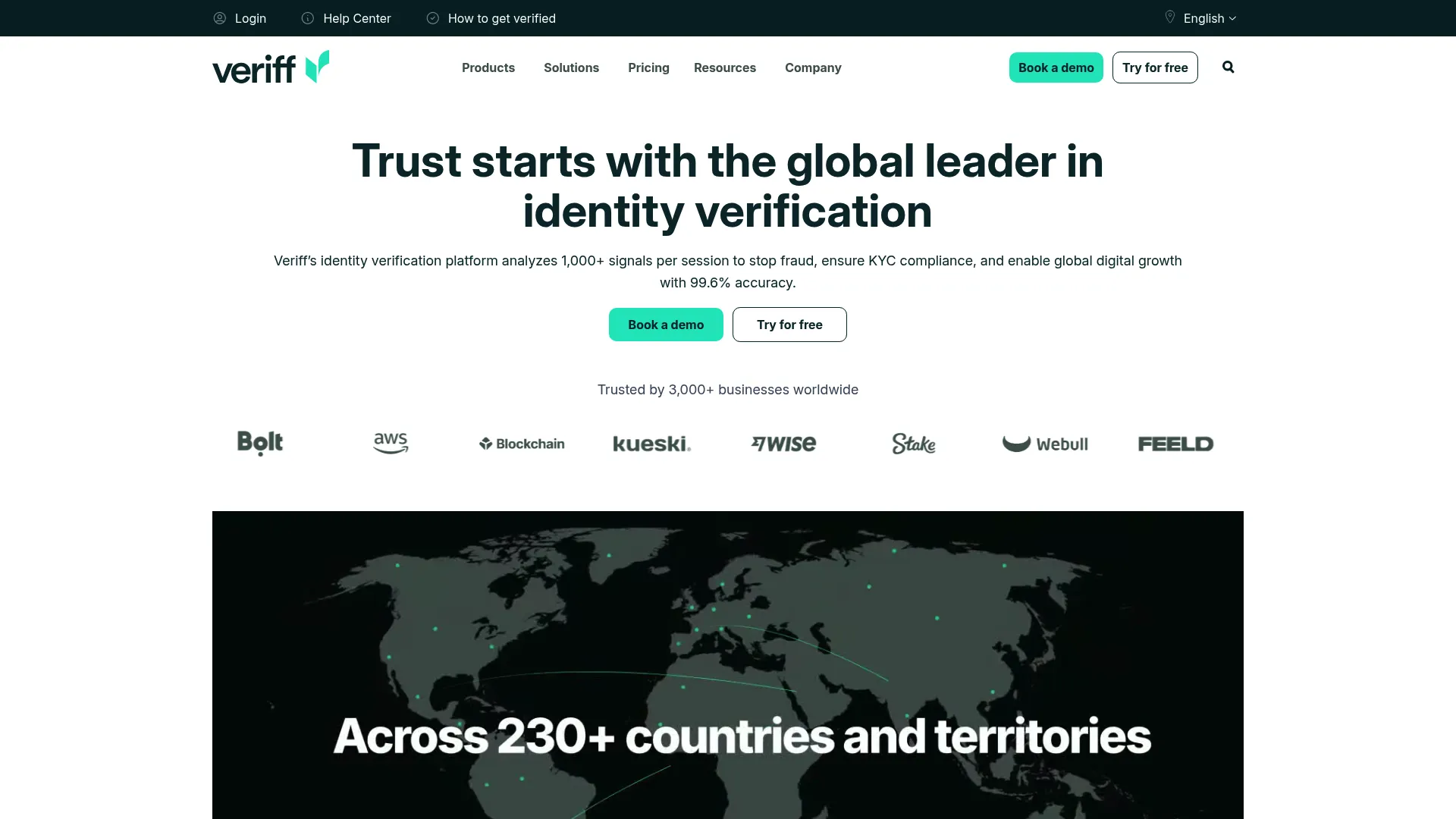 Veriff identity verification platform homepage