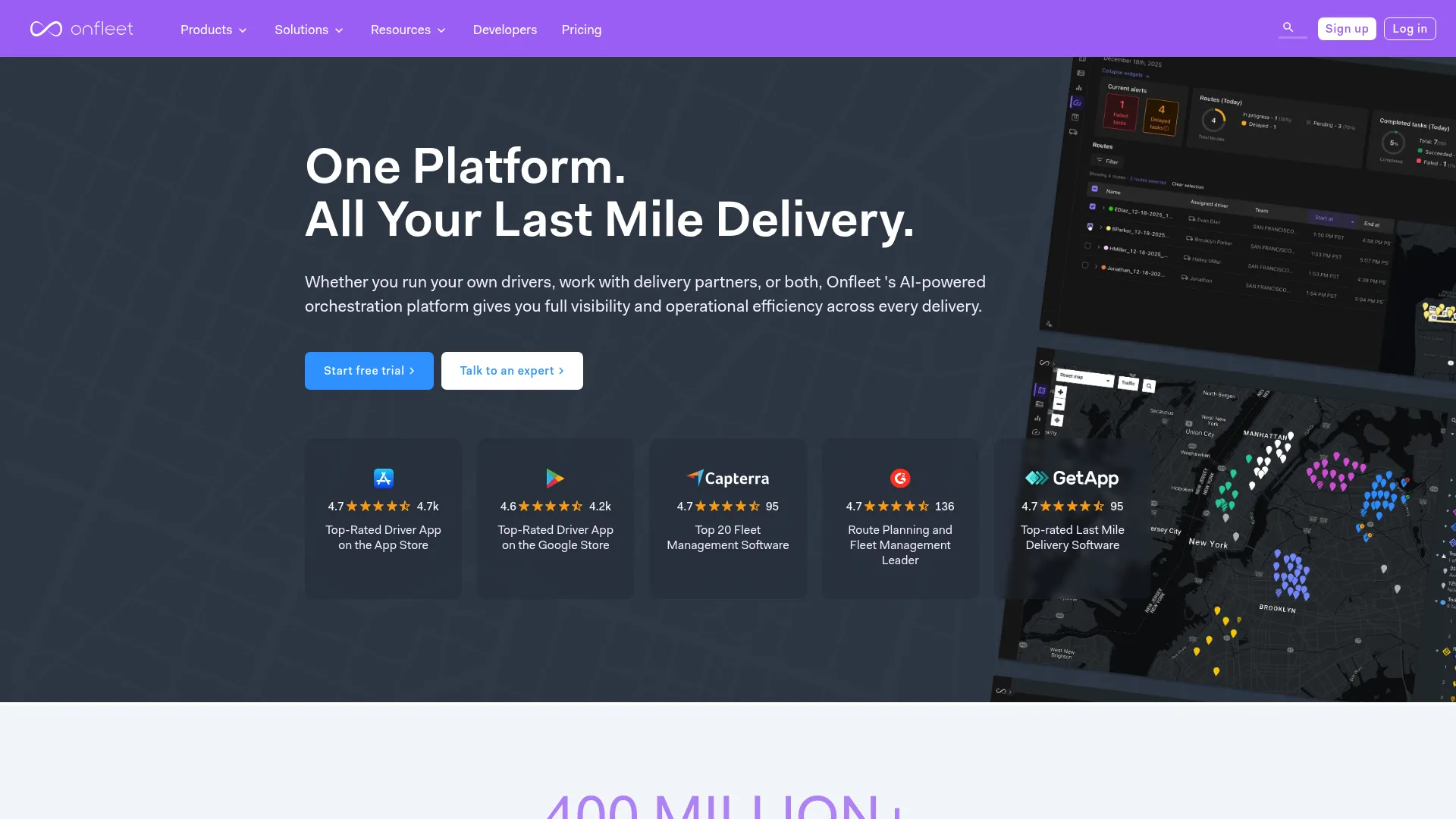 Onfleet last-mile delivery management dashboard