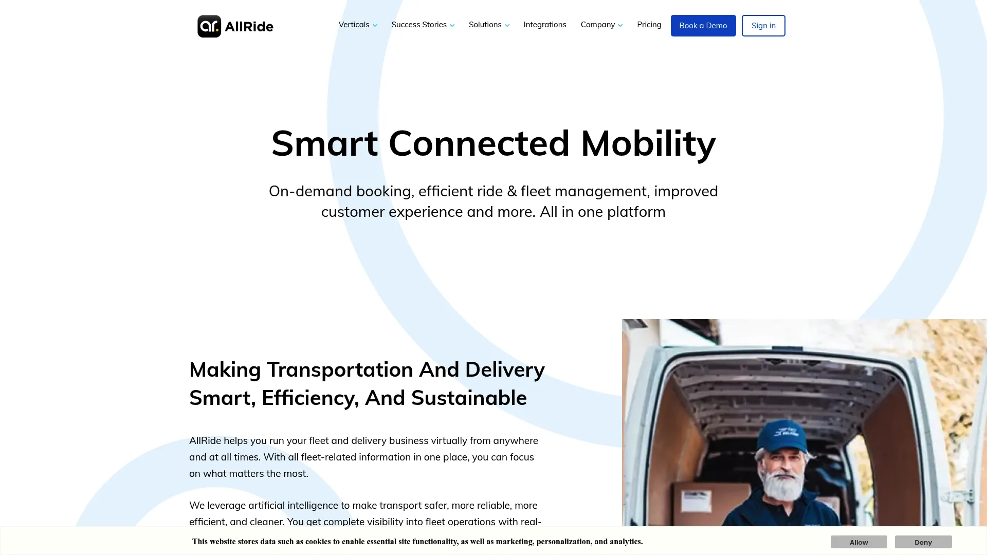 AllRide Apps ride sharing and fleet management software homepage