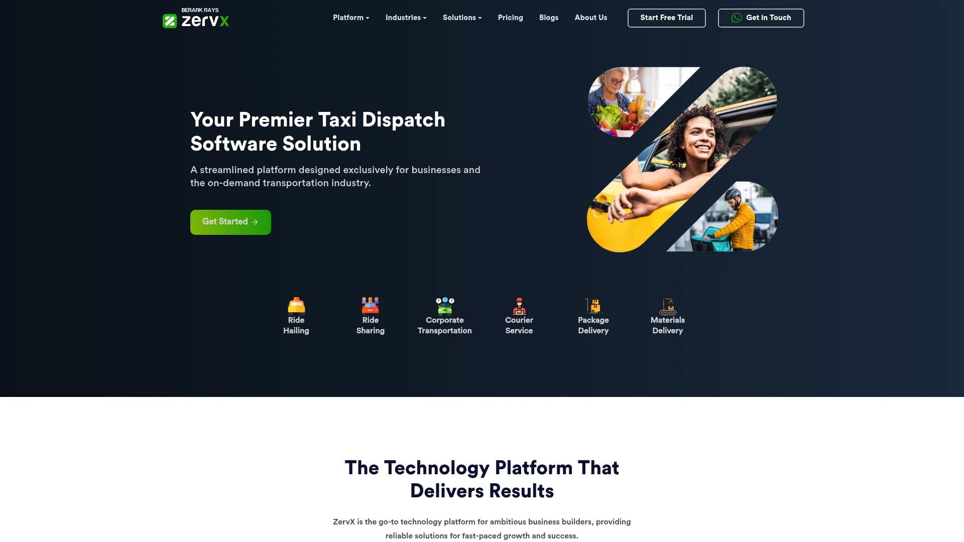 ZervX taxi dispatch and mobility management software homepage
