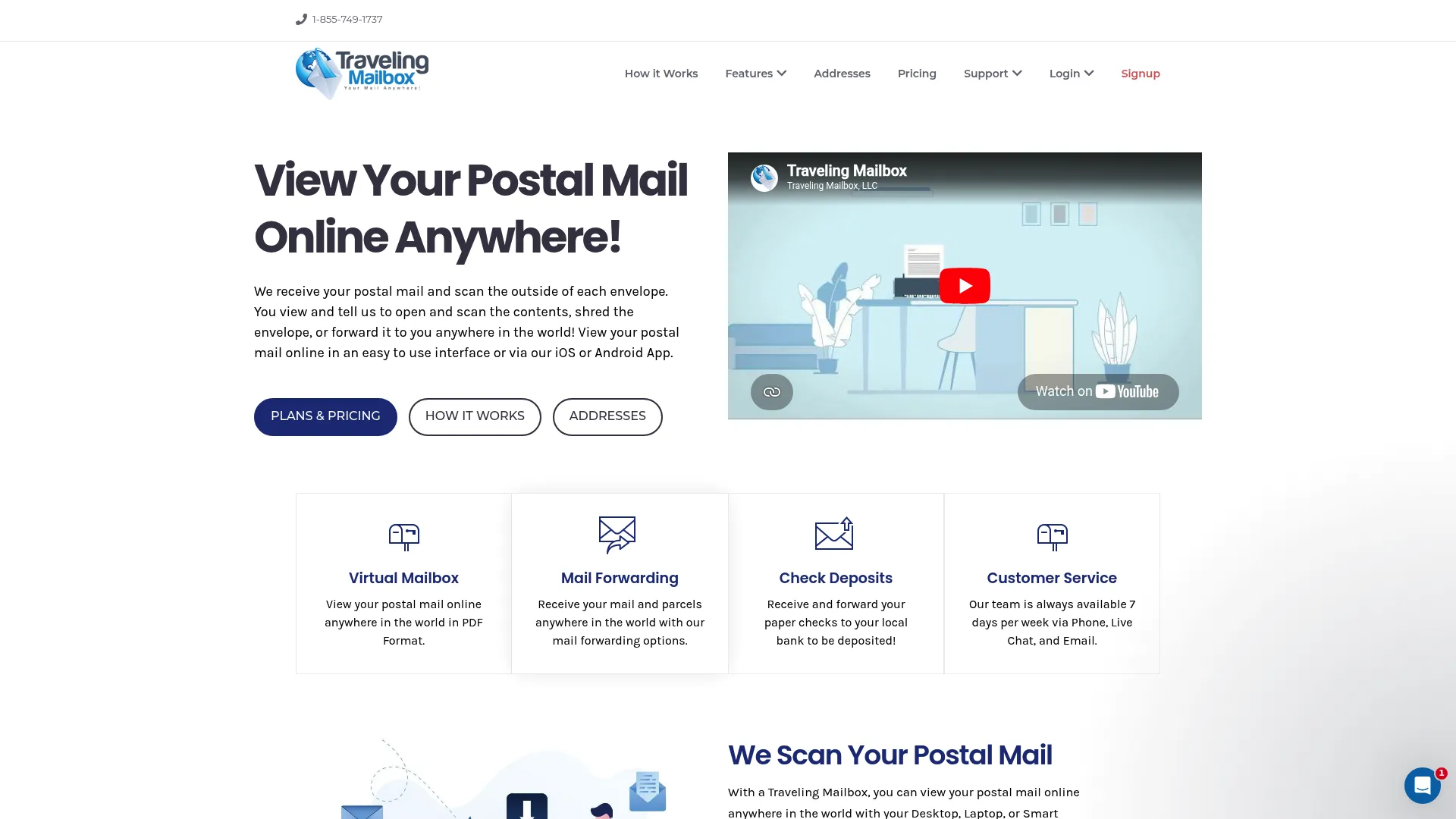 Traveling Mailbox remote mail service homepage