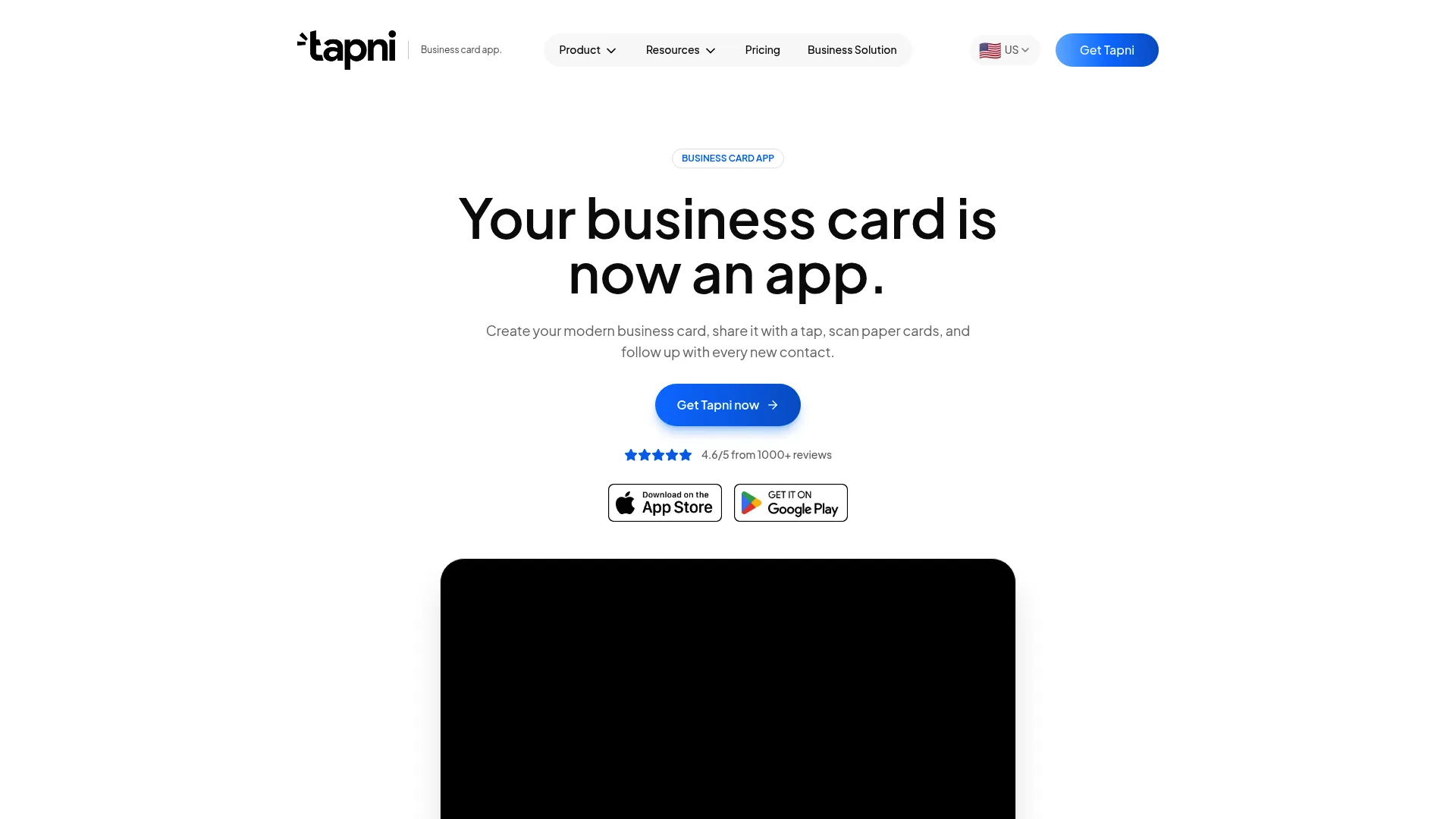 Tapni NFC digital business card and lead capture platform homepage