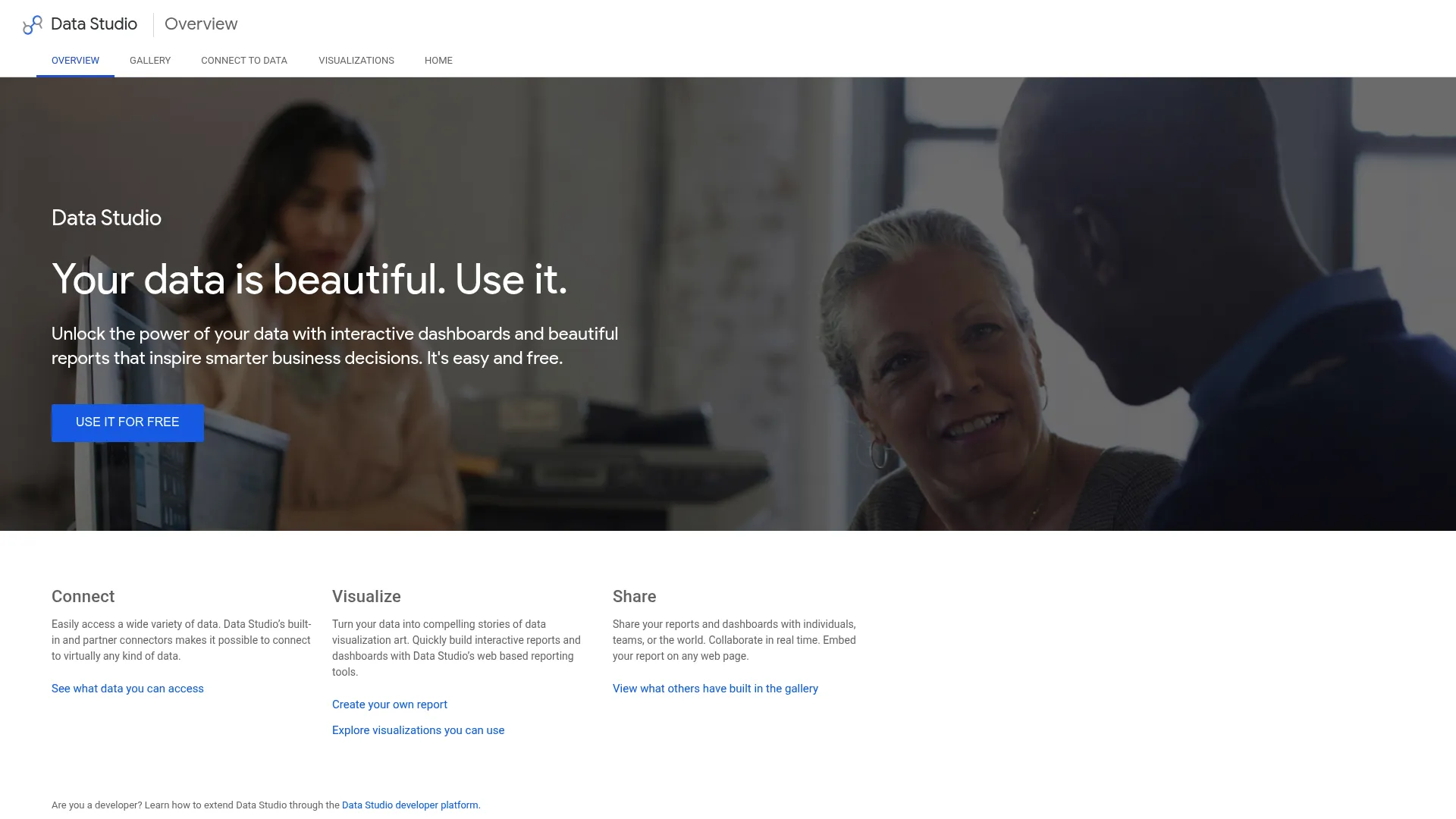 Looker Studio free web-based reporting and dashboard tool