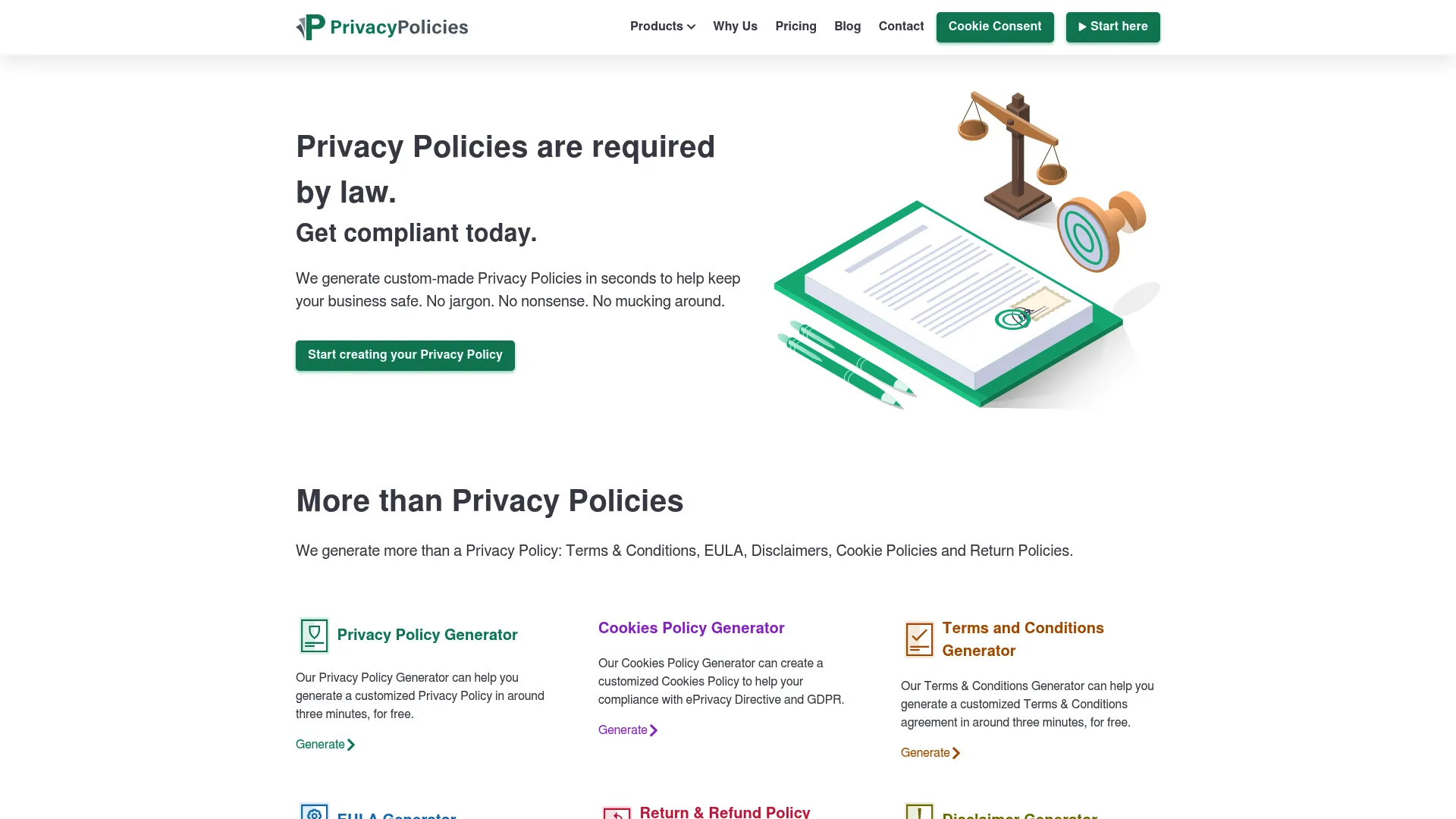 PrivacyPolicies.com homepage
